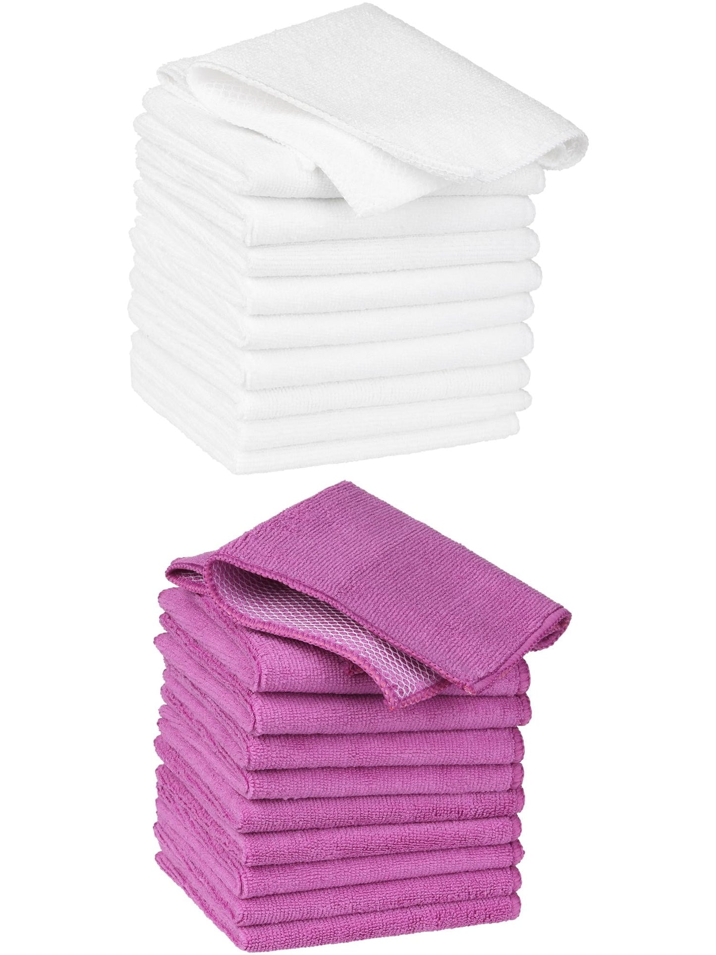 Unique Bargains 20pcs Kitchen Dishcloth Set Quick Dry Dish Cloths White Rose Red 12" x 12"