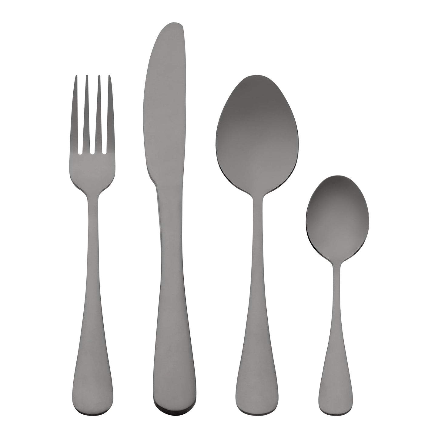 Unique Bargains 24 Pcs Stainless Steel Flatware Set with Supporting Shelf Black