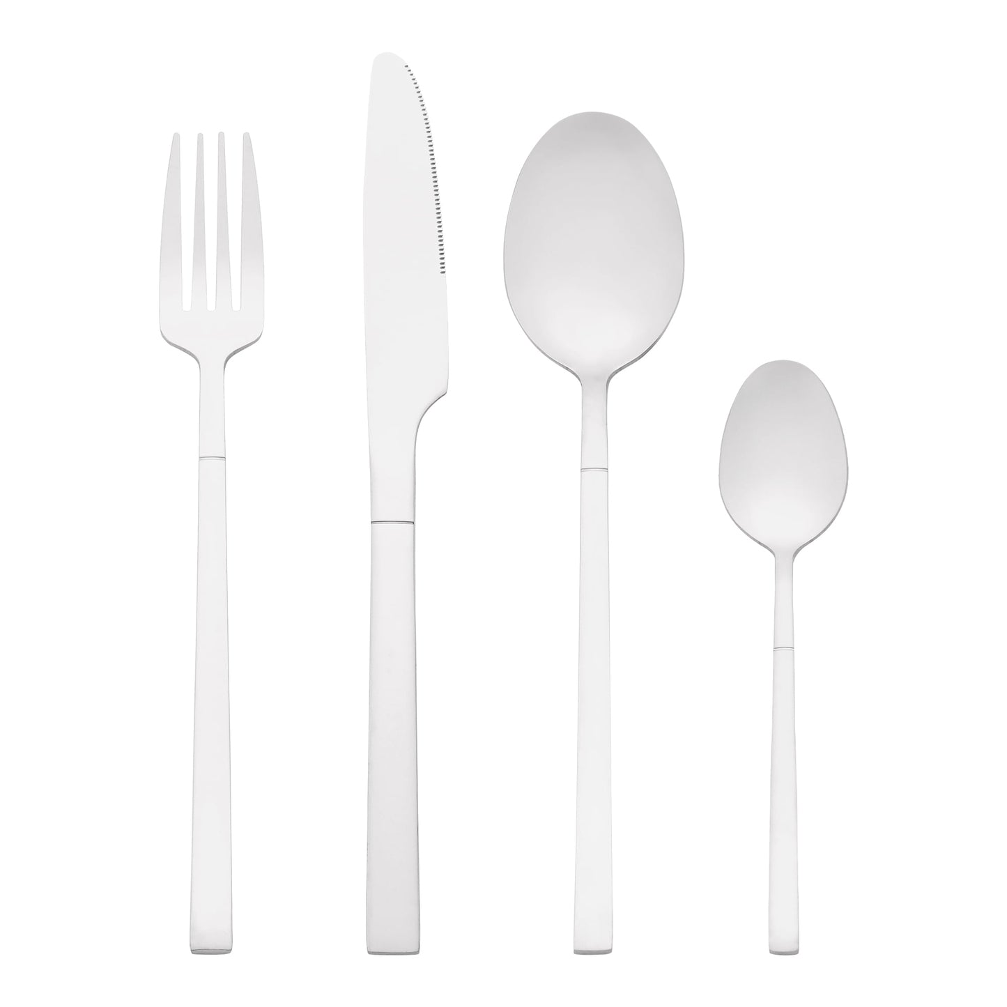 Unique Bargains 24 Piece Silverware Set Stainless Steel Flatware Set for 6 Silver