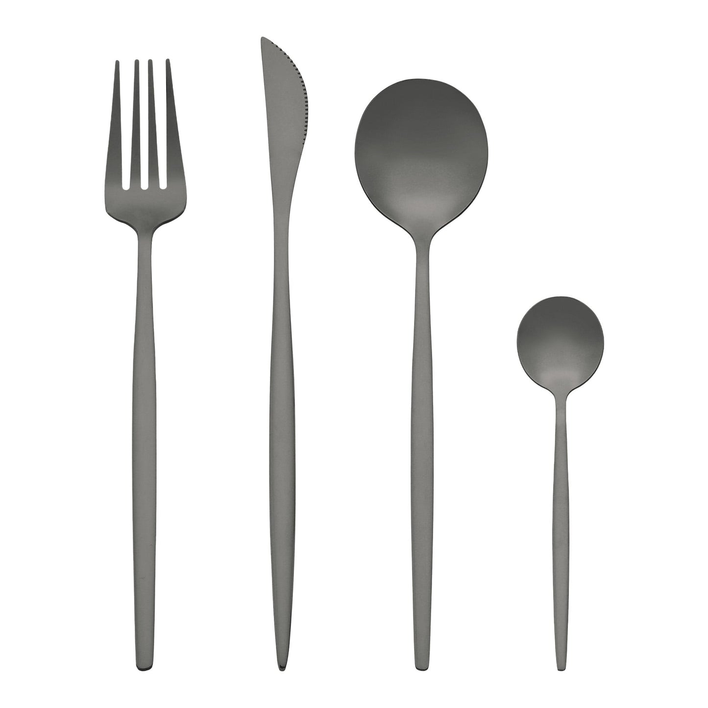 Unique Bargains 24 Pieces Silverware Set Stainless Steel Flatware Black