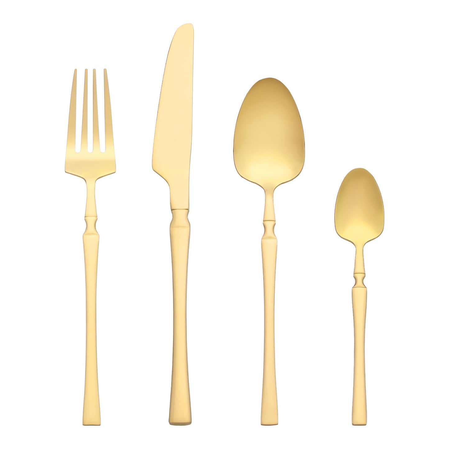 Unique Bargains 24 Pieces Silverware Set Stainless Steel Serving Utensils Set Gold