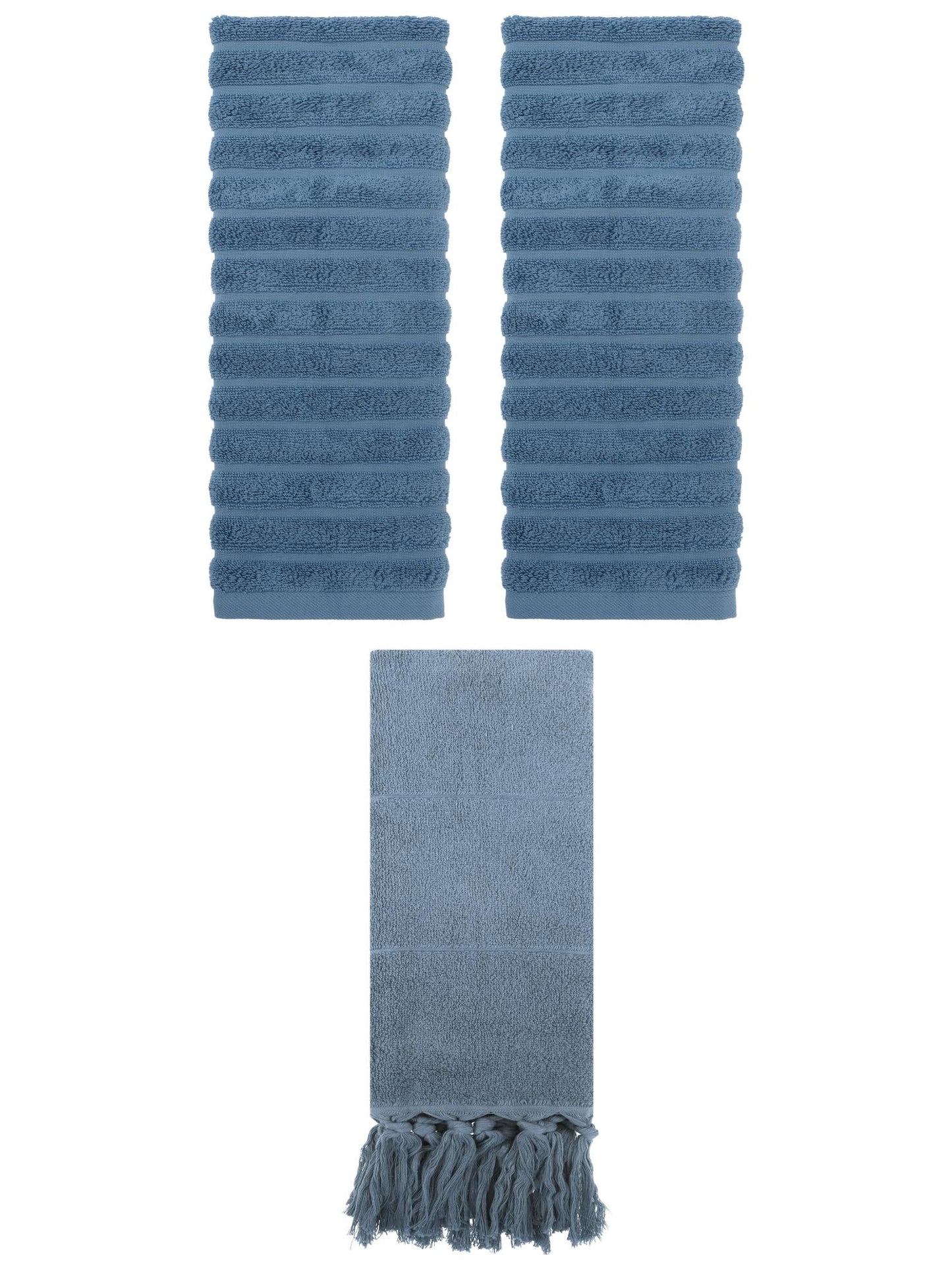 Unique Bargains 3 Pack Cotton Bathroom Hand Towels 14" x 30" Blue