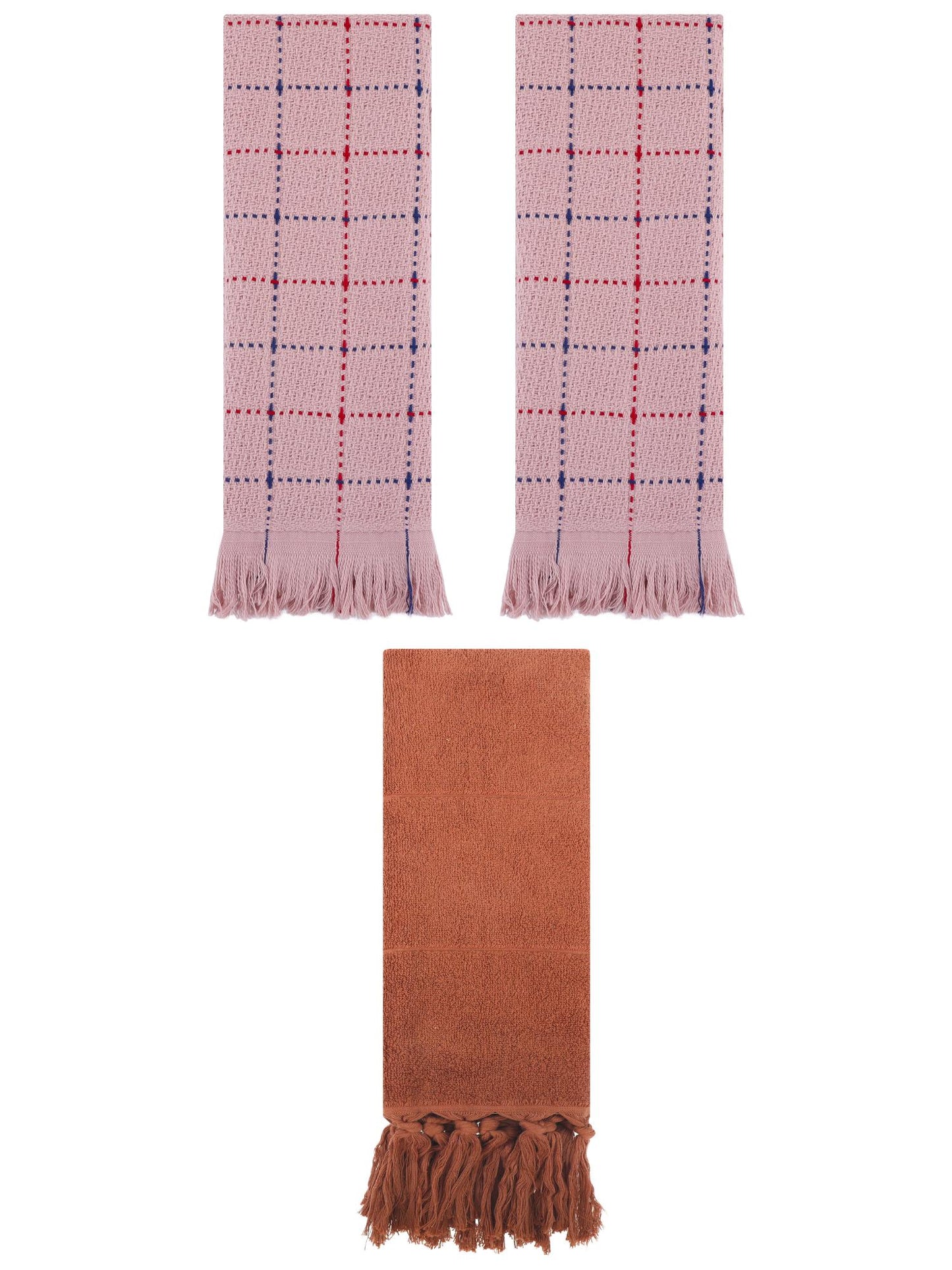 Unique Bargains 3 Pack Cotton Soft Turkish Bath Towel Brown/Pink 14"x30"/13"x29"