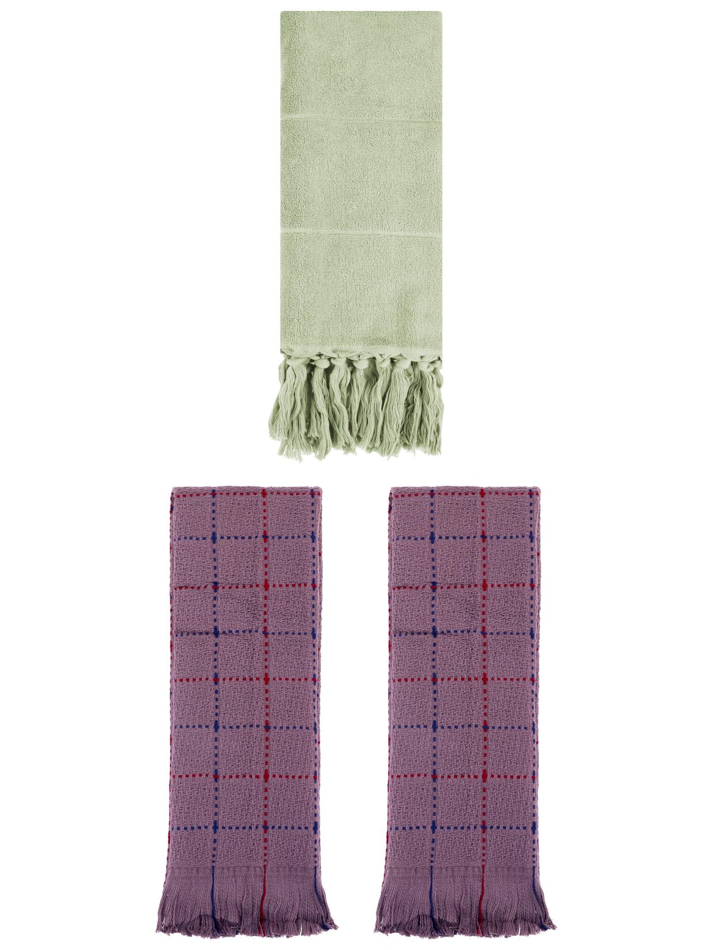 Unique Bargains 3 Pack Cotton Soft Turkish Bath Towel Green/Brown 14"x30"/13"x29"