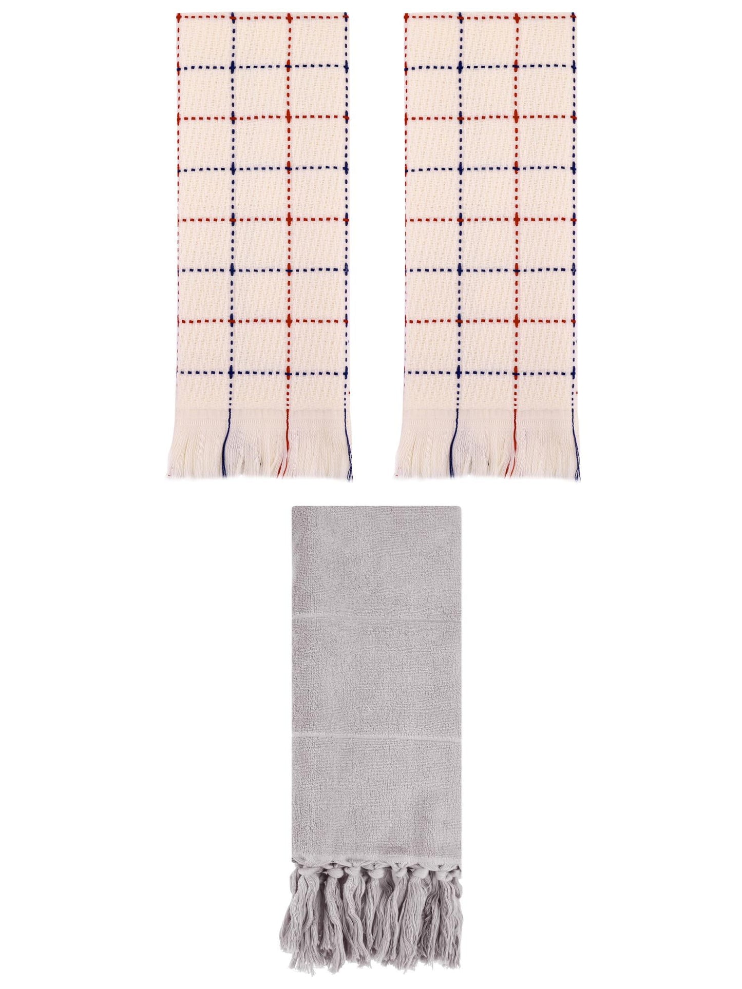Unique Bargains 3 Pack Cotton Soft Turkish Bath Towel Grey/Beige 14"x30"/13"x29"