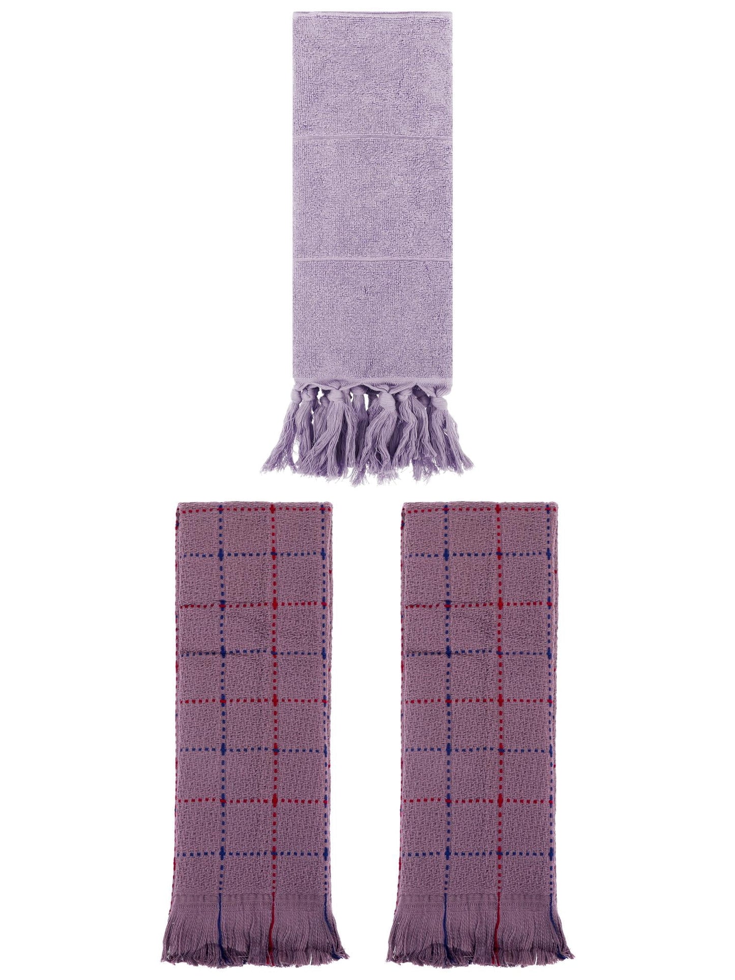 Unique Bargains 3 Pack Cotton Soft Turkish Bath Towel Purple/Brown 14"x30"/13"x29"