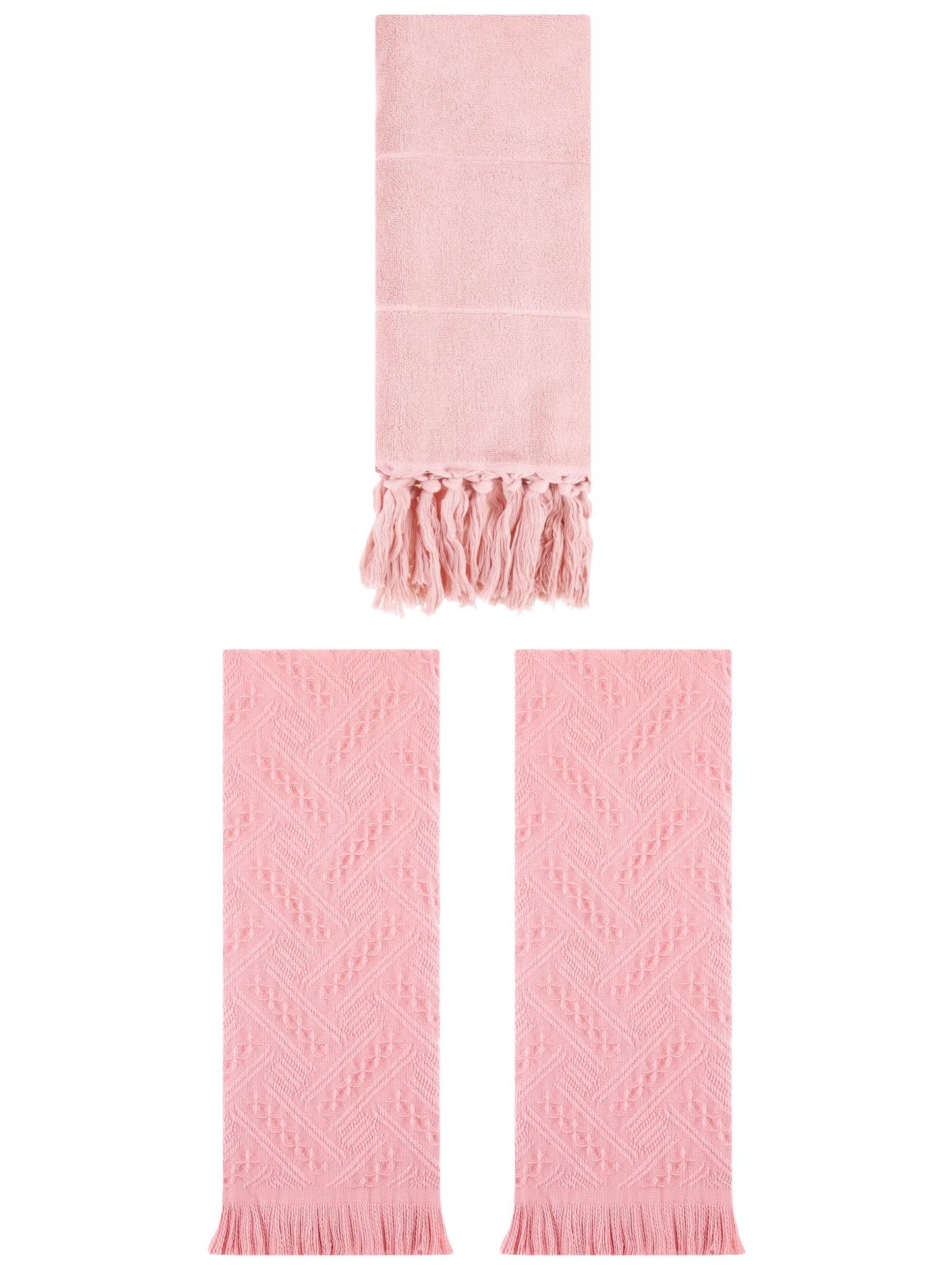 Unique Bargains 3 Pack Soft Boho Turkish Hand Towels Pink 14"x30"/13"x29"