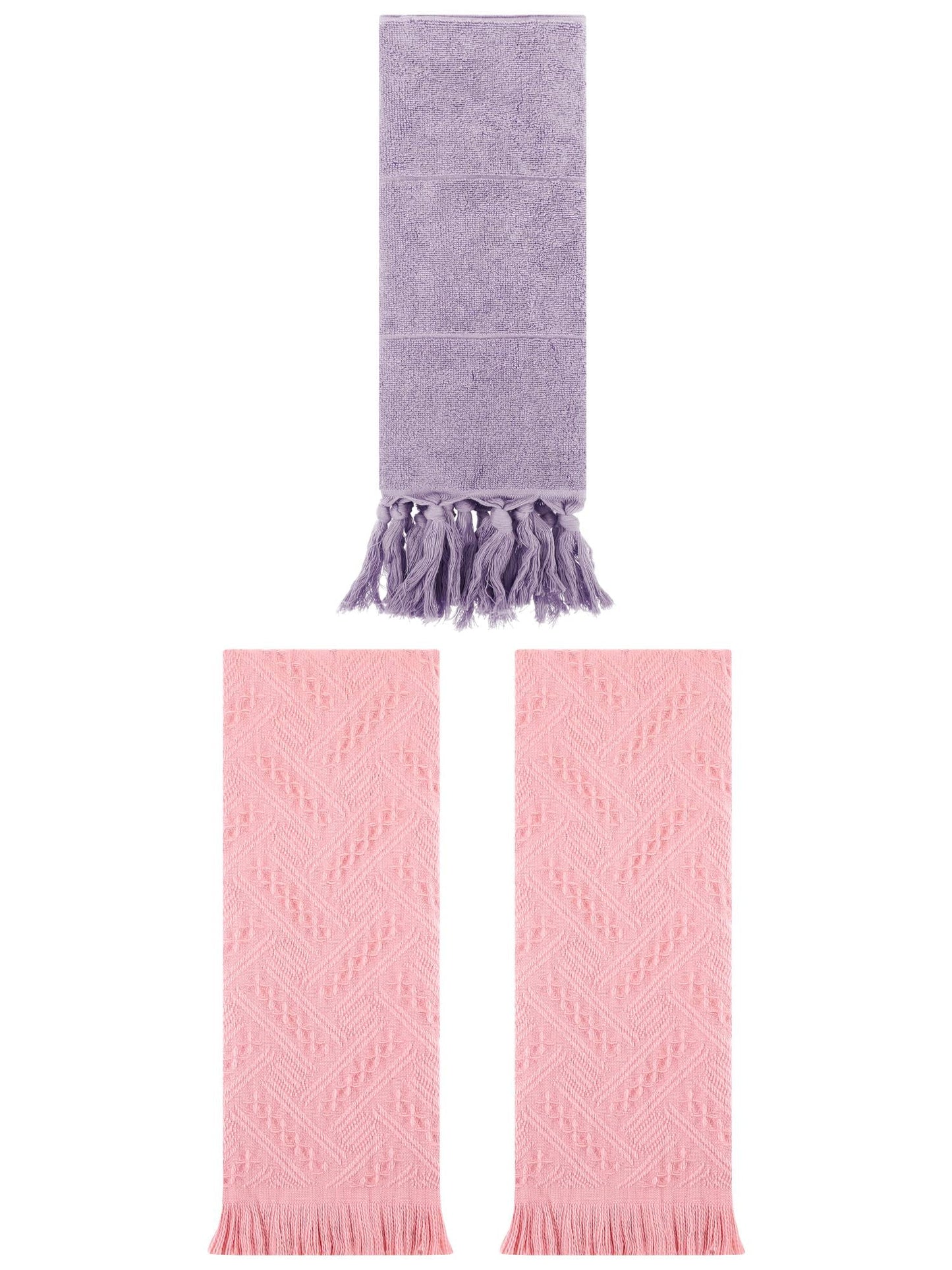 Unique Bargains 3 Pack Soft Boho Turkish Hand Towels Purple/Pink 14"x30"/13"x29"