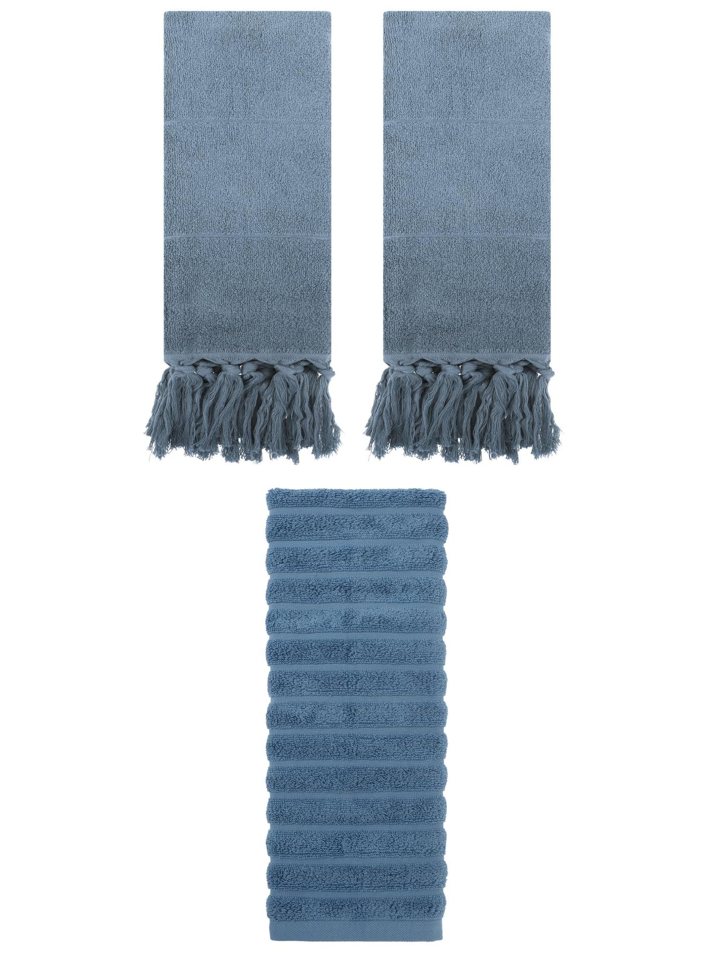 Unique Bargains 3 Pack Solid Absorbent Soft Cotton Hand Towels 14" x 30" Blue