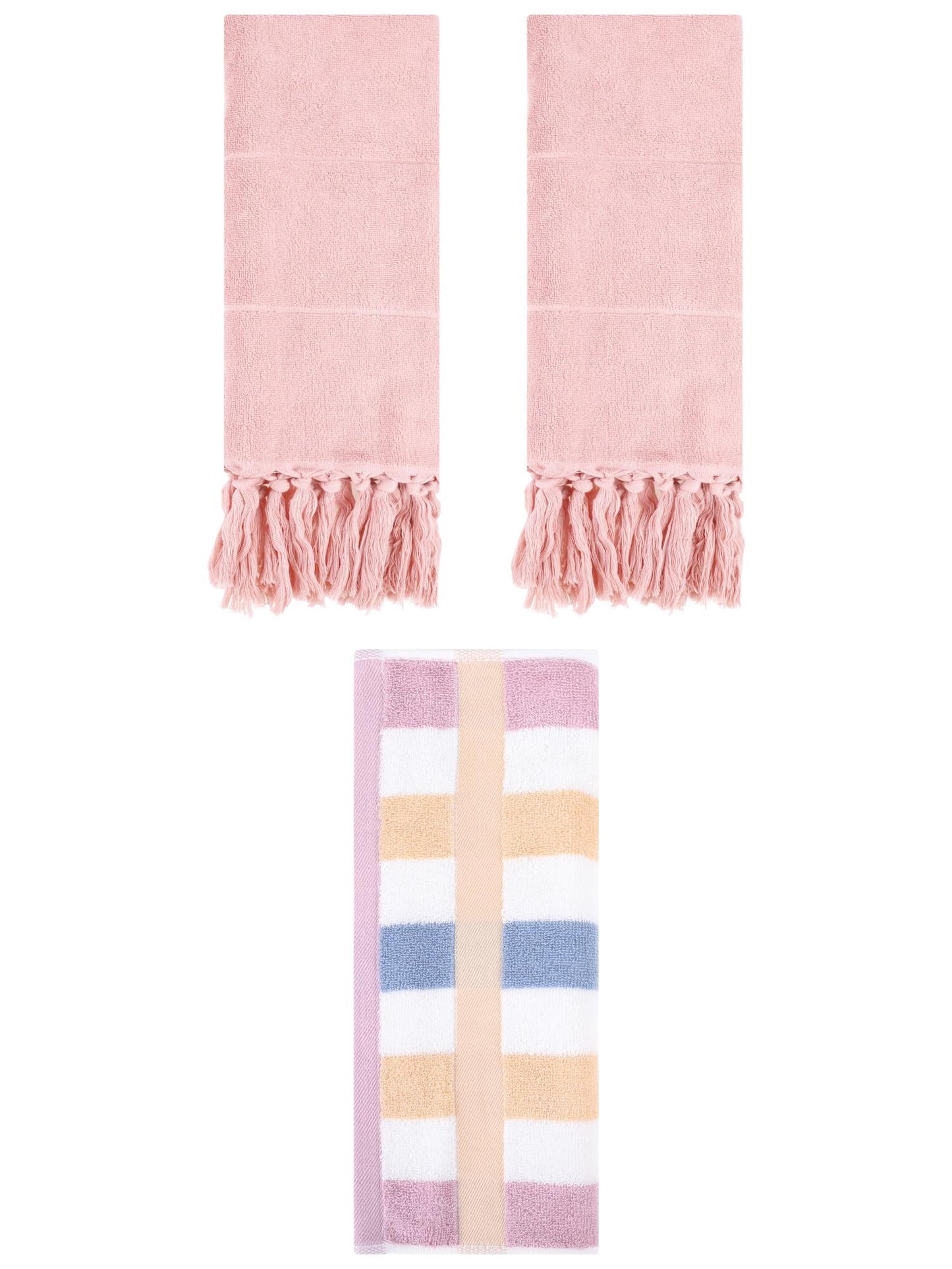 Unique Bargains 3 Pcs Bathroom Hand Towel Set Pink/Blue Purple 14"x30"/13"x29"