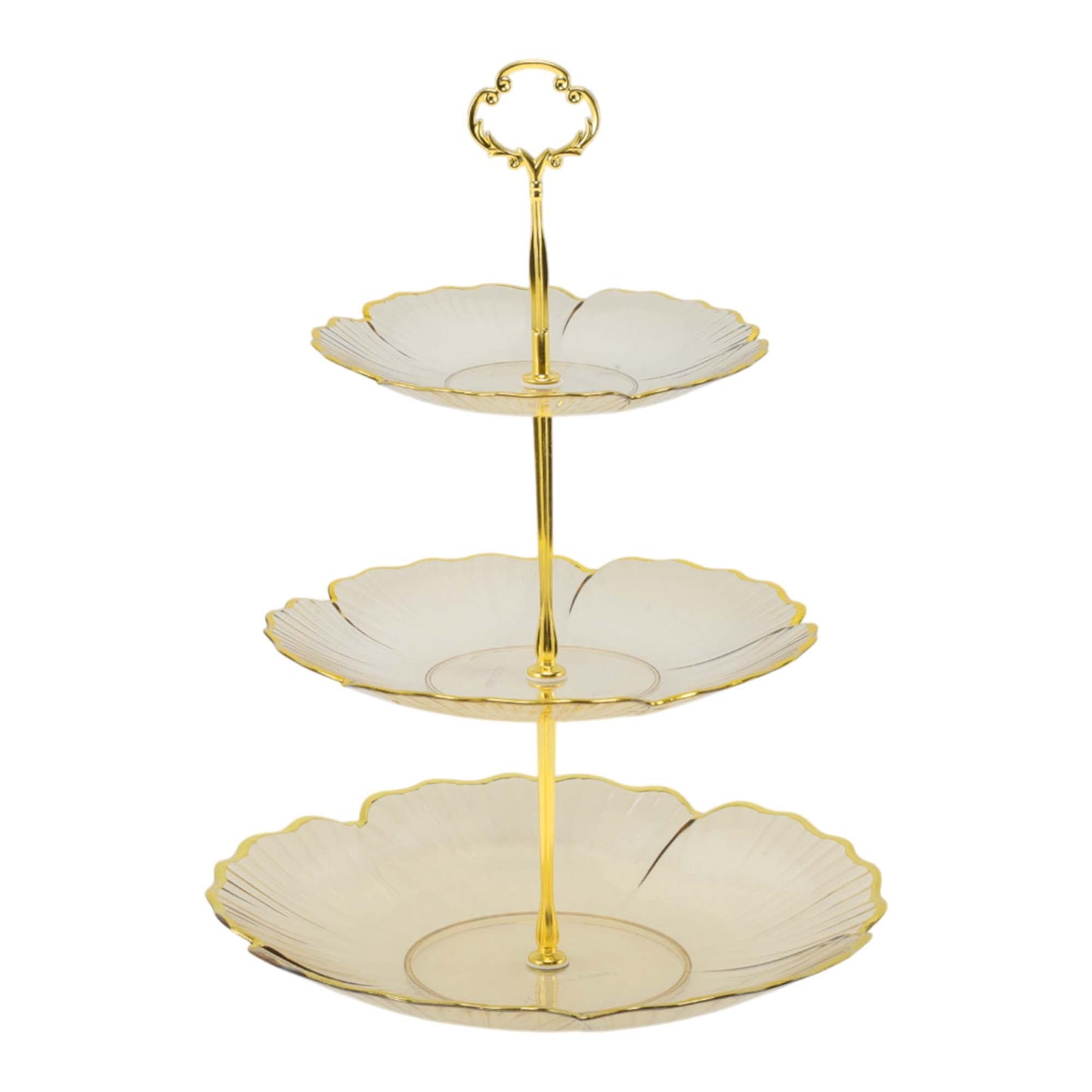 Unique Bargains 3 Tier Dessert Cupcake Stand Holder with Five Petals Design Clear