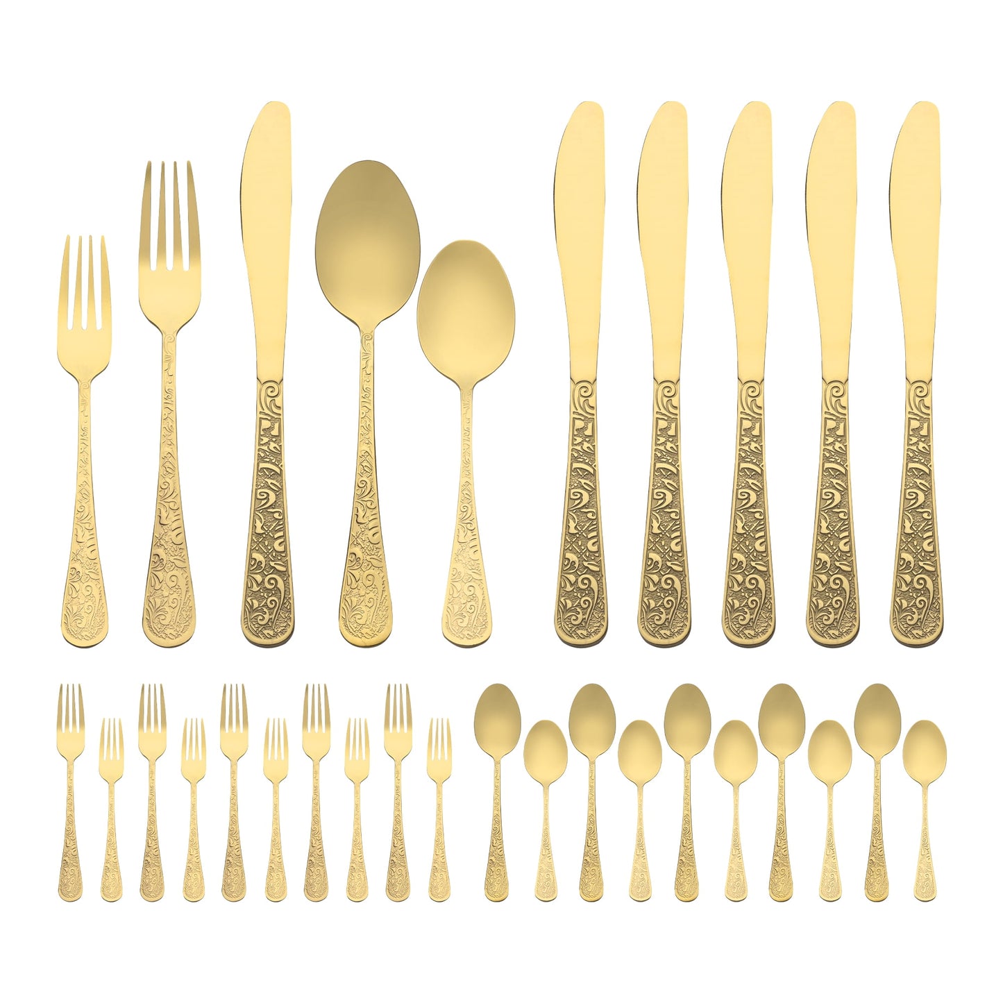 Unique Bargains 30 Pieces Stainless Steel Mirror Polished Cutlery Set for 6 Gold
