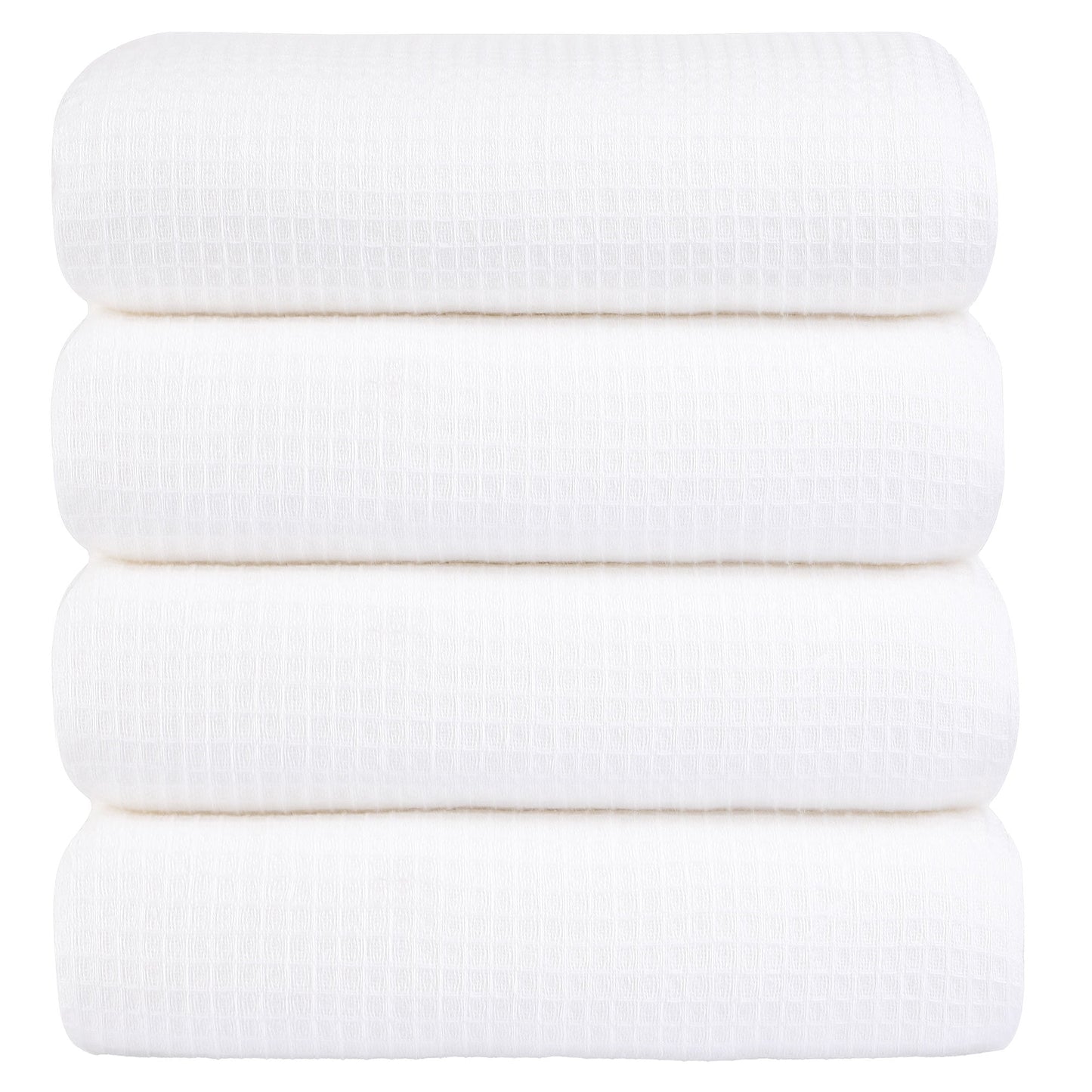 Unique Bargains 4-Pack 100% Cotton Waffle Weave Absorbent Bath Towels 27" x 55" White