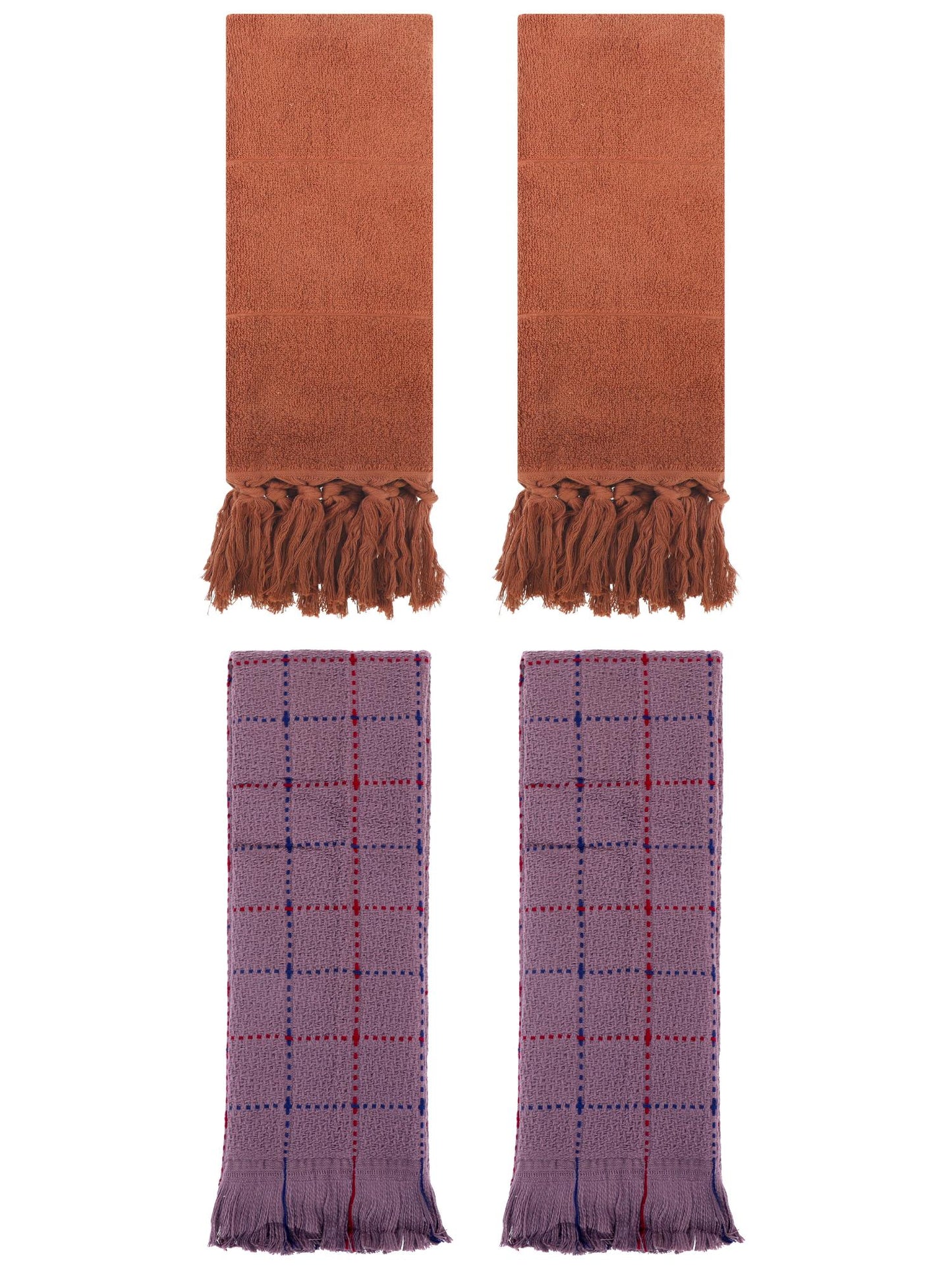 Unique Bargains 4 Pack Cotton Comfy Turkish Bath Towel Brown 14"x30"/13"x29"