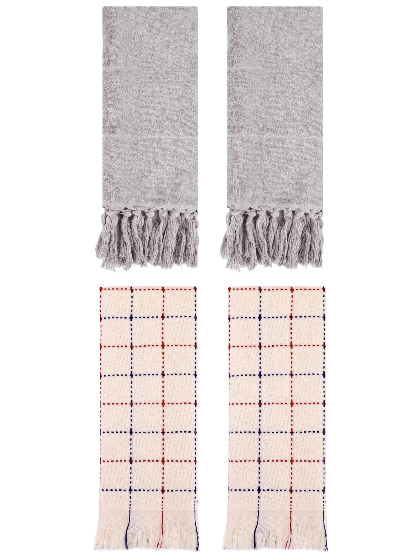 Unique Bargains 4 Pack Cotton Comfy Turkish Bath Towel Grey/Beige 14"x30"/13"x29"