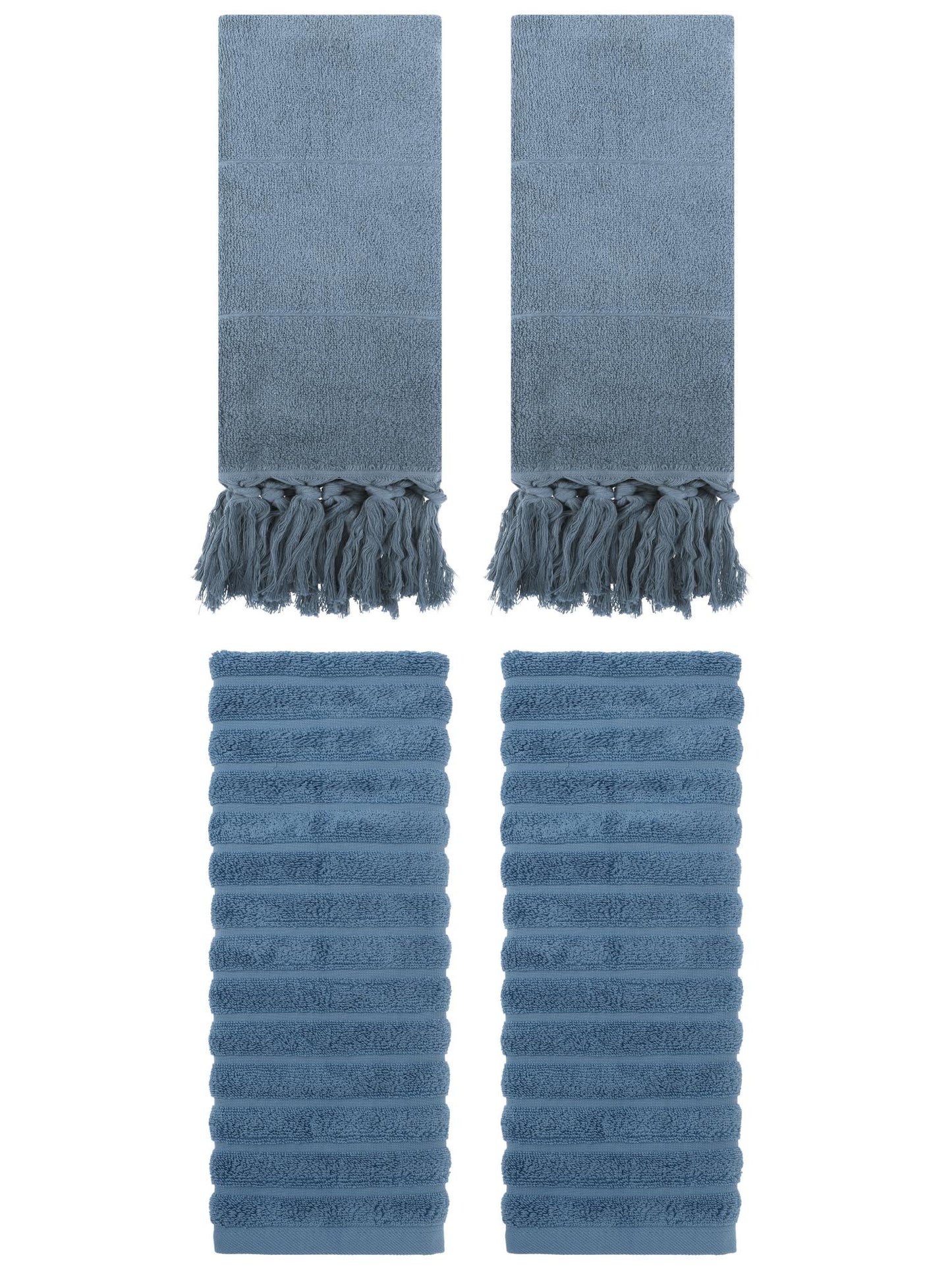 Unique Bargains 4 Pack Solid Absorbent Soft Cotton Hand Towels 14" x 30" Blue