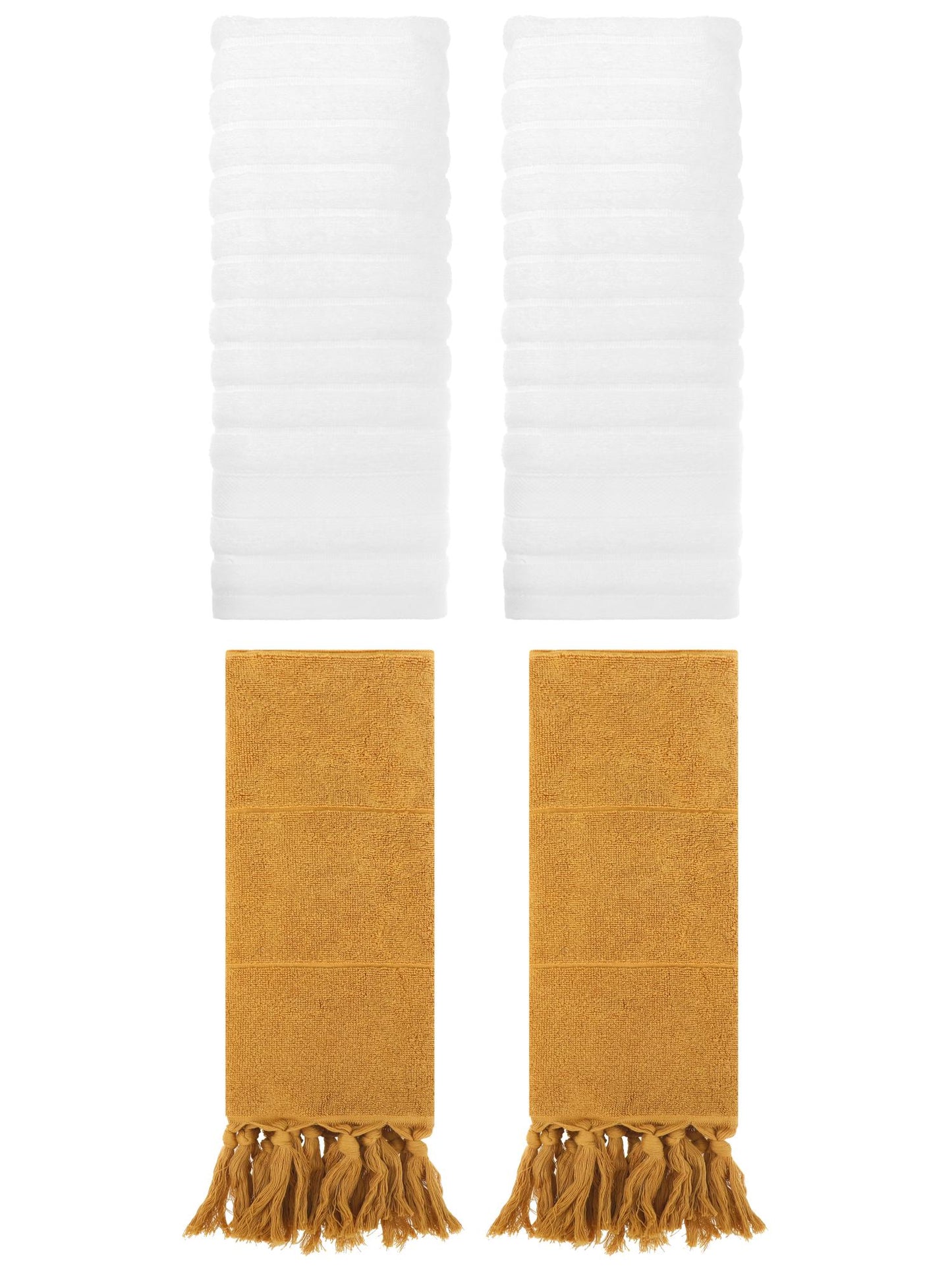 Unique Bargains 4 Pack Solid Absorbent Soft Cotton Hand Towels 14" x 30" Yellow/White