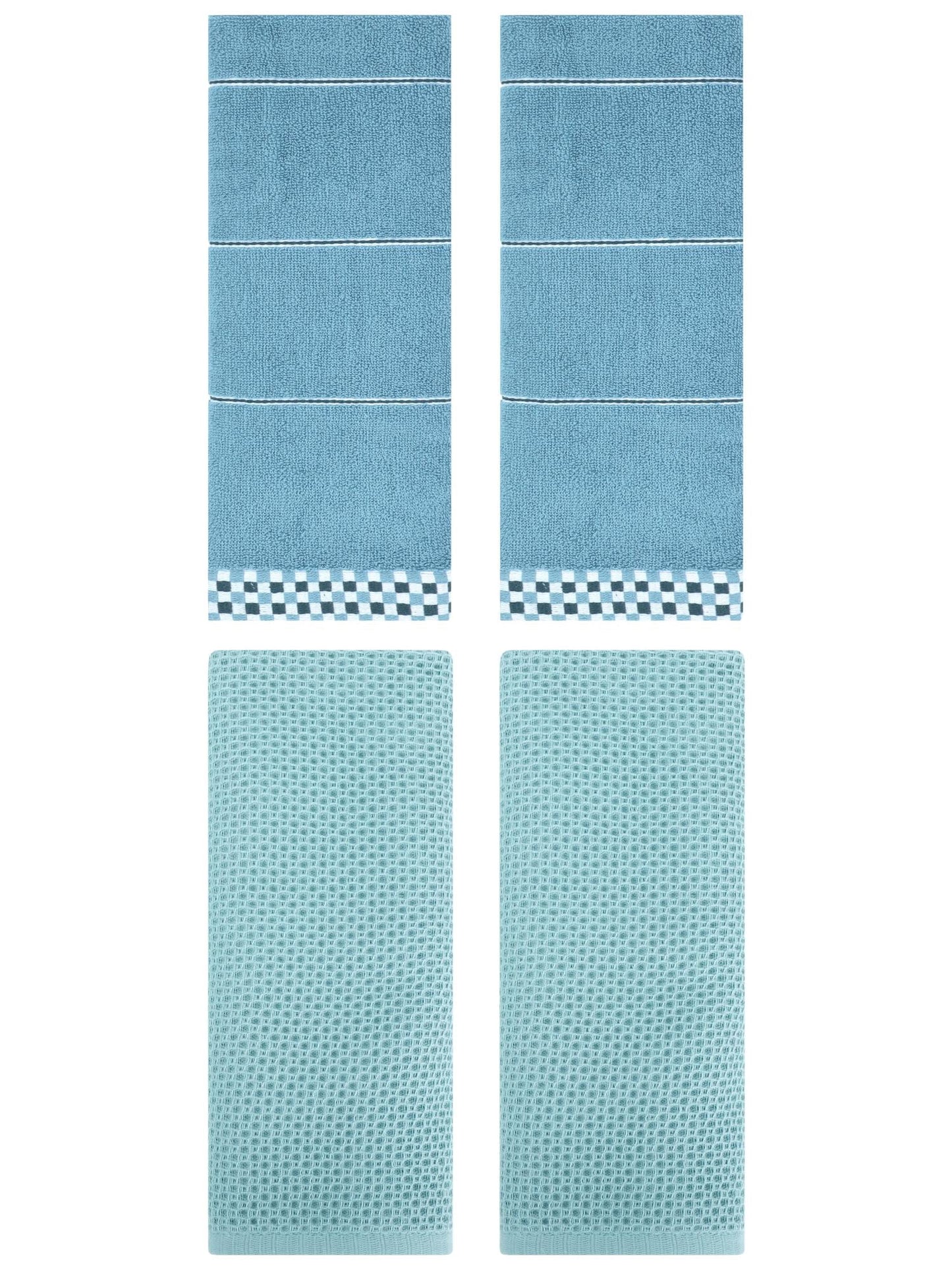 Unique Bargains 4 Pcs Bathroom Hand Towels Light Blue/Blue 13" x 30"/14" x 30"