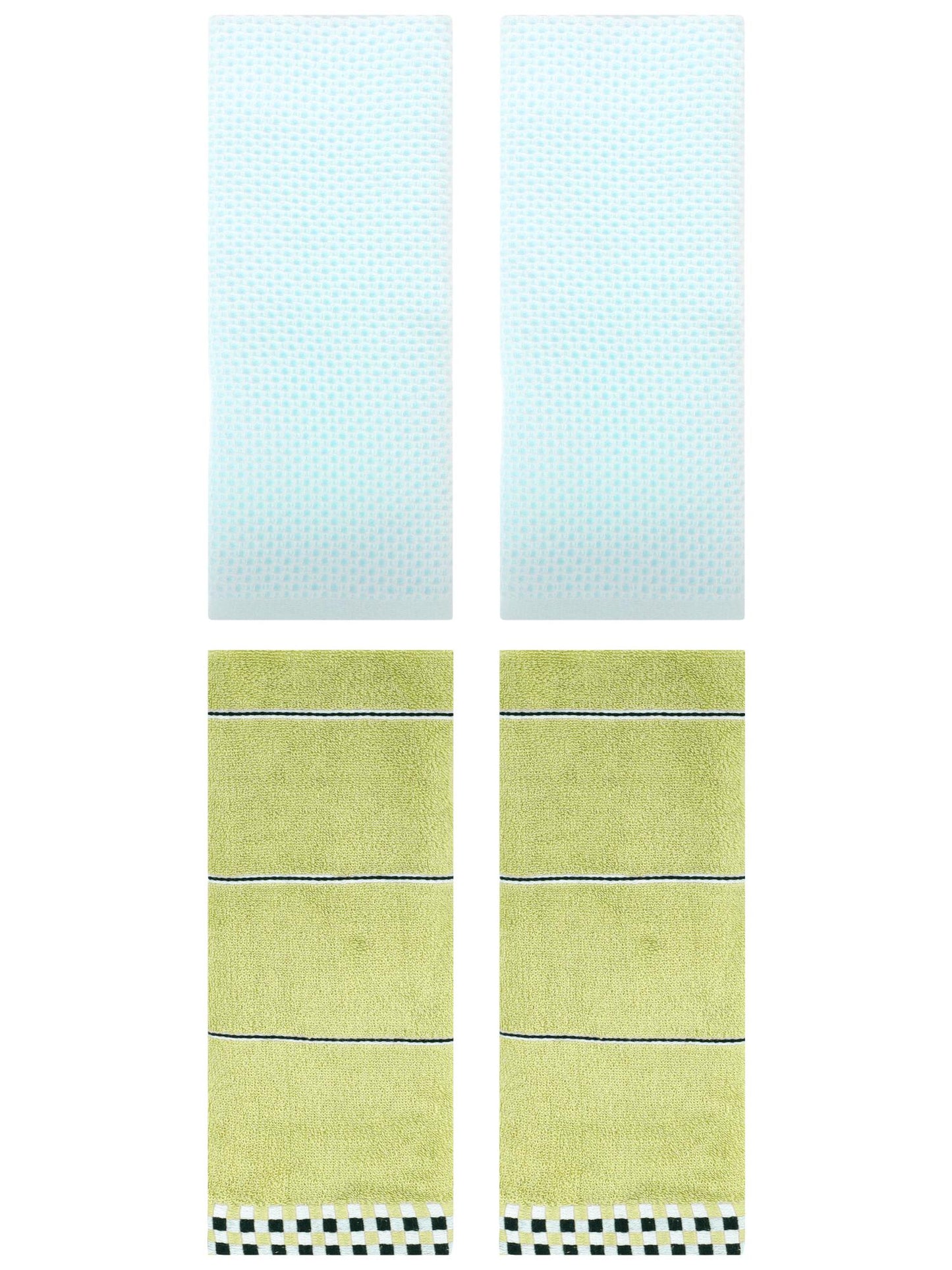 Unique Bargains 4 Pcs Bathroom Hand Towels Light Cyan/Green 13" x 30"/14" x 30"