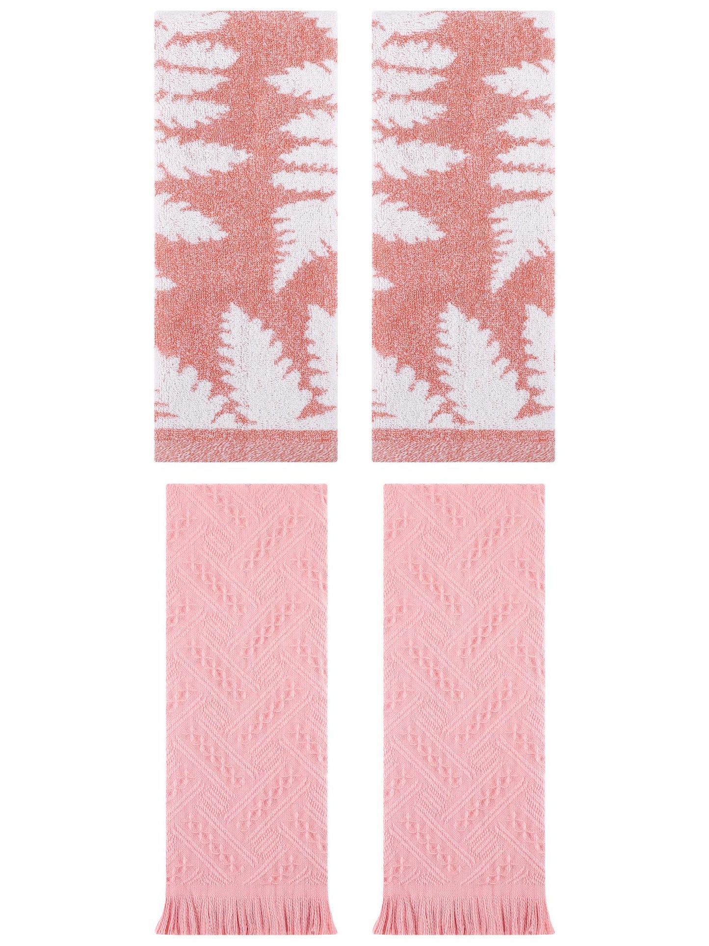 Unique Bargains 4 Pcs Cotton Absorbent Hand Towel Set 13 x 29 Inch Pink