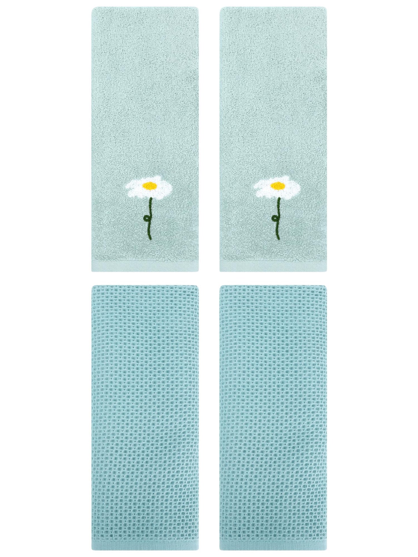 Unique Bargains 4 Pcs Cotton Bathroom Hand Towels 13" x 30" Blue/Light Blue