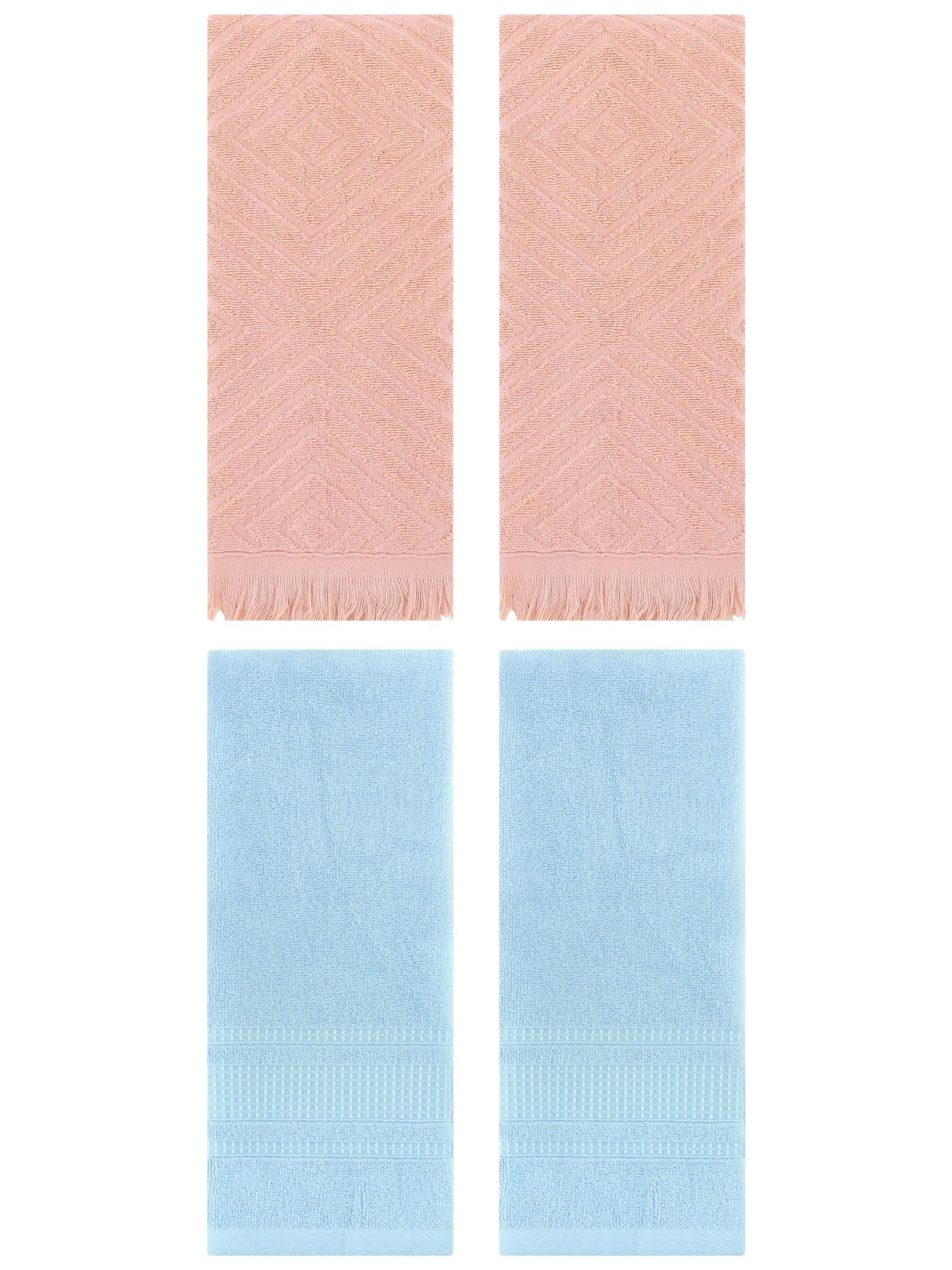 Unique Bargains 4 Pcs Cotton Geometric Hand Towels 13" x 29" Brown