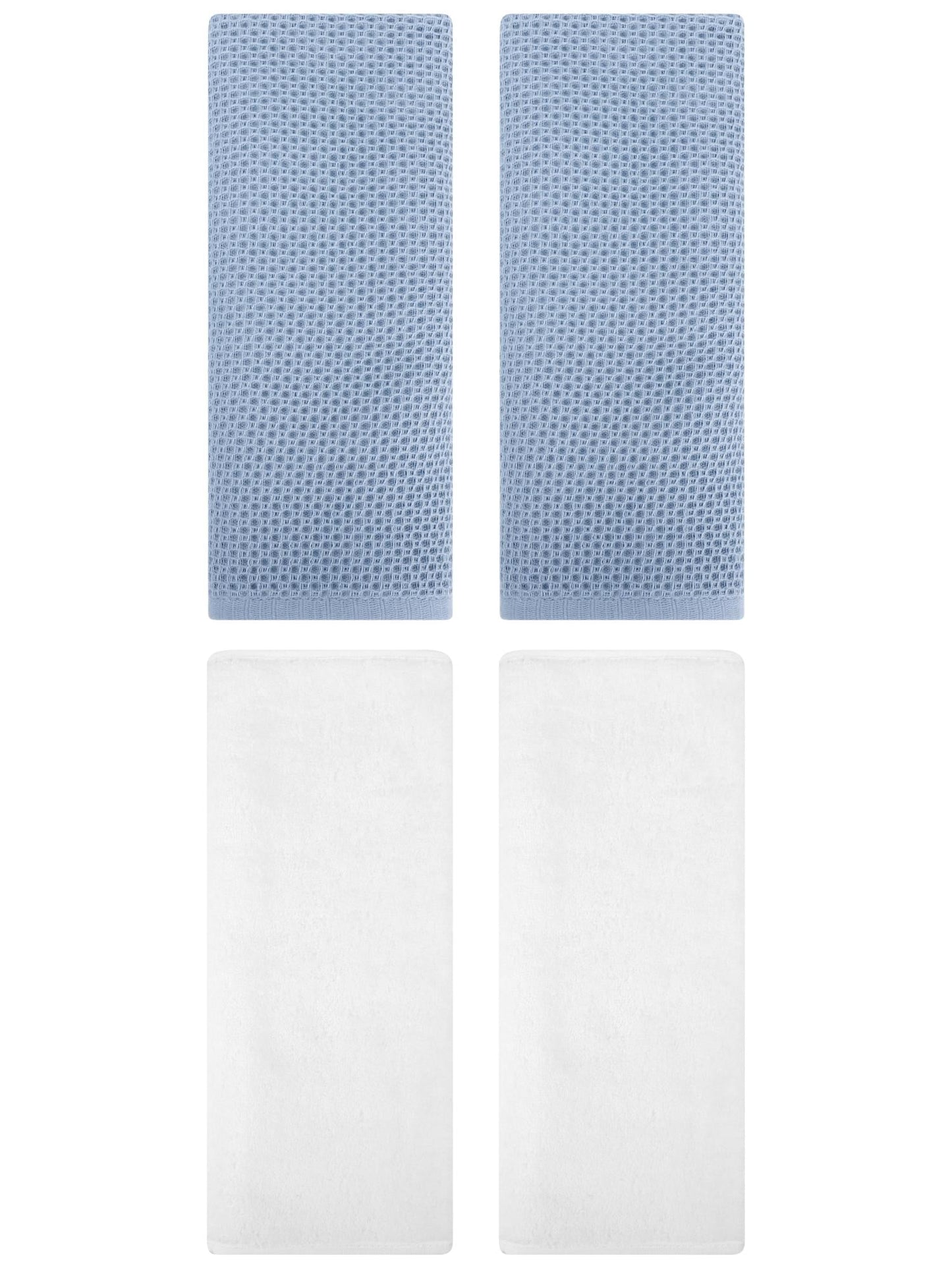 Unique Bargains 4 Pcs Cotton Hand Towels 13" x 30" Steel Blue/White