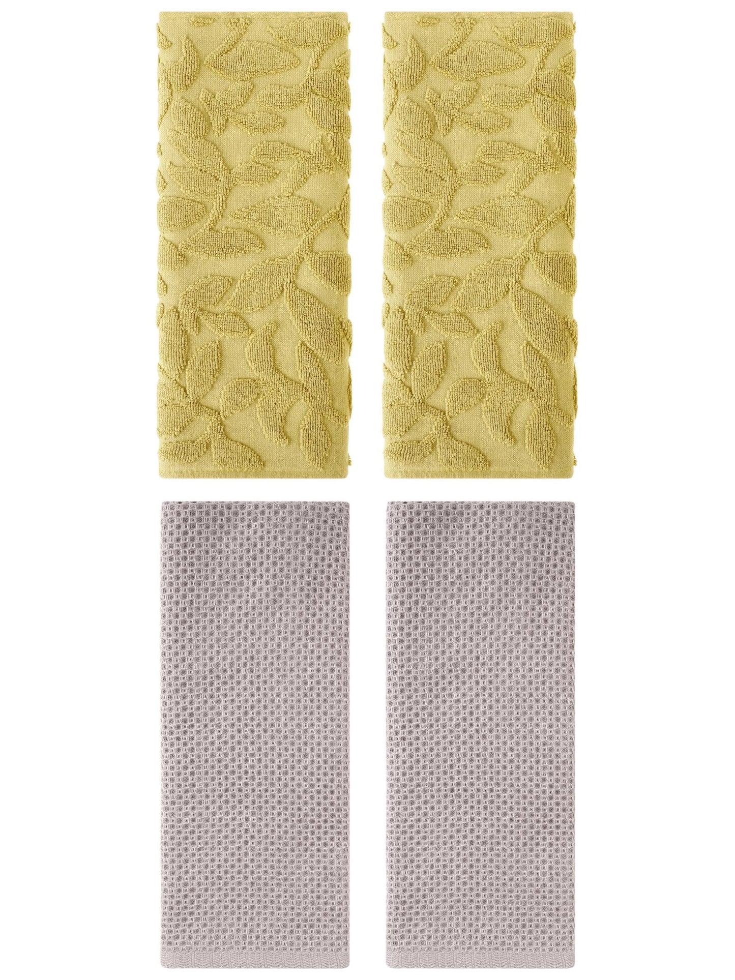 Unique Bargains 4 Pcs Cotton Hand Towels Camel/Yellow 13" x 30"/14" x 30"