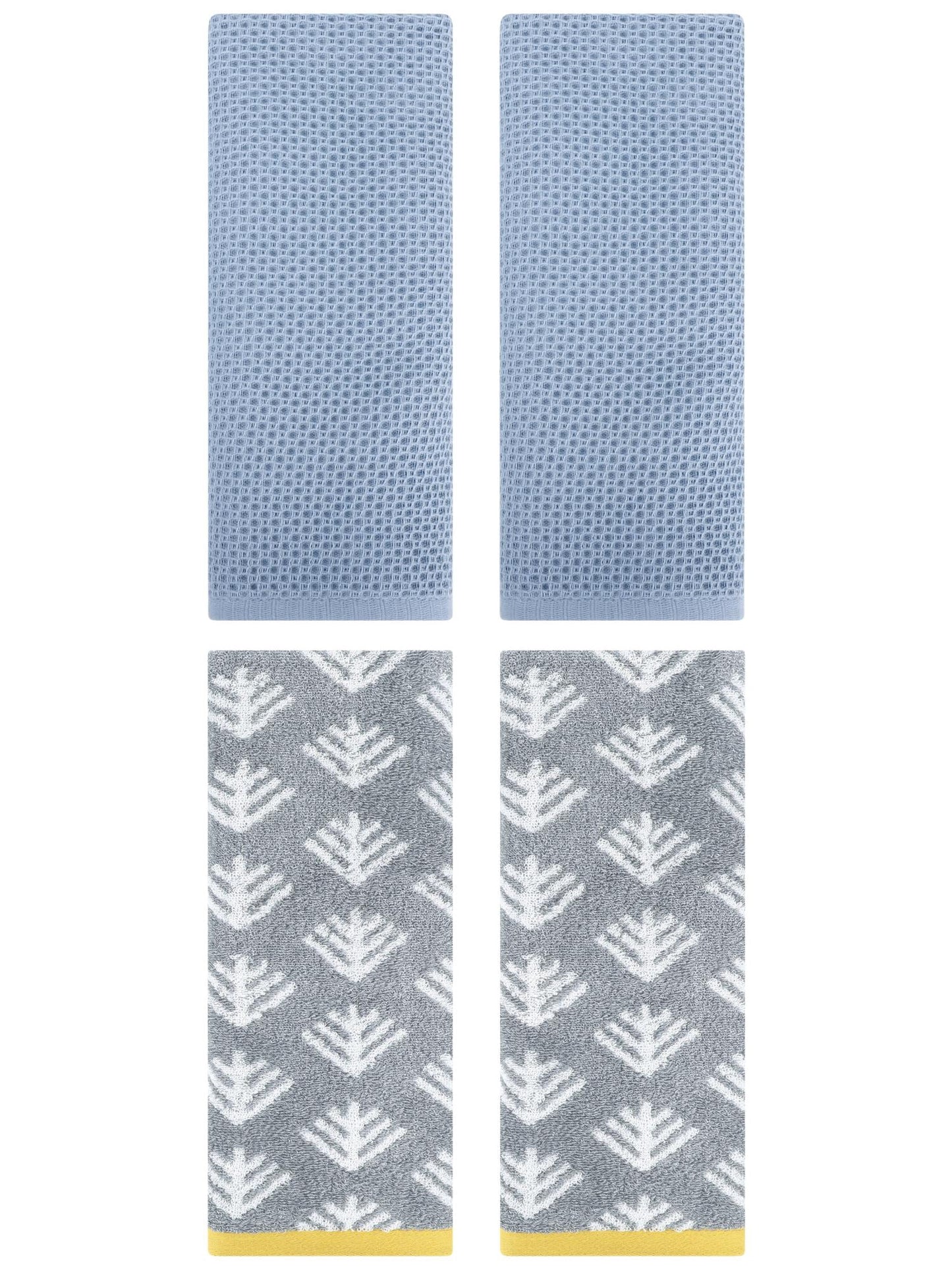 Unique Bargains 4 Pcs Cotton Hand Towels Steel Blue/Dark Grey 13" x 30"/14" x 30"