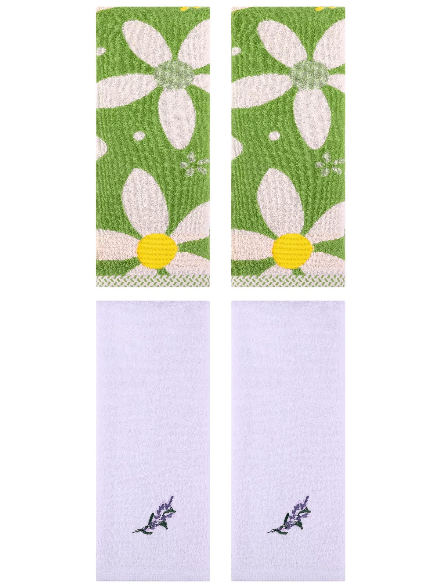 Unique Bargains 4 Pcs Cotton Soft Absorbent Hand Towels 13 x 29 Inch Green/Purple