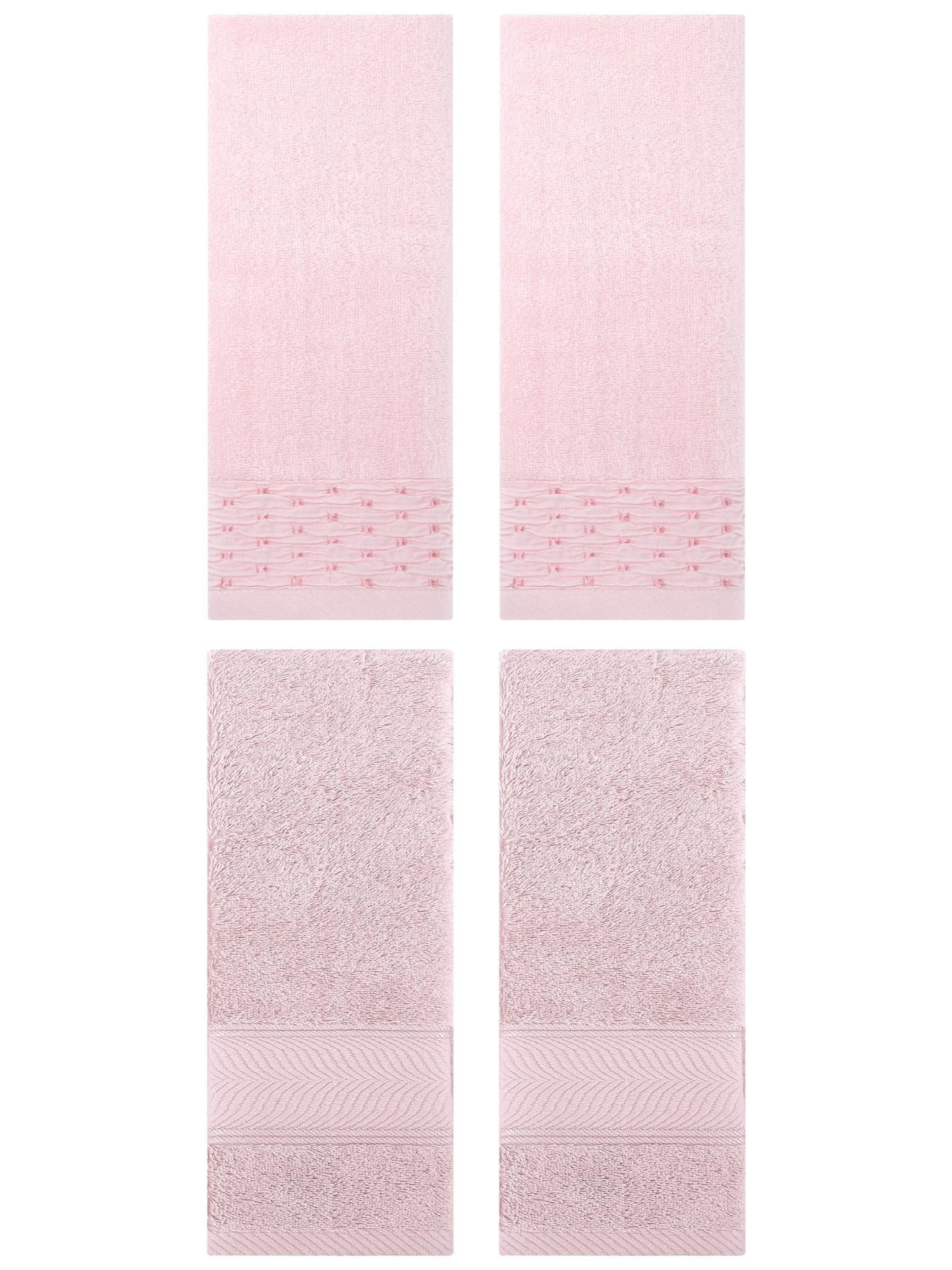 Unique Bargains 4 Pcs Cotton Soft Bathroom Hand Towel 14" x 30" Pink/Light Pink