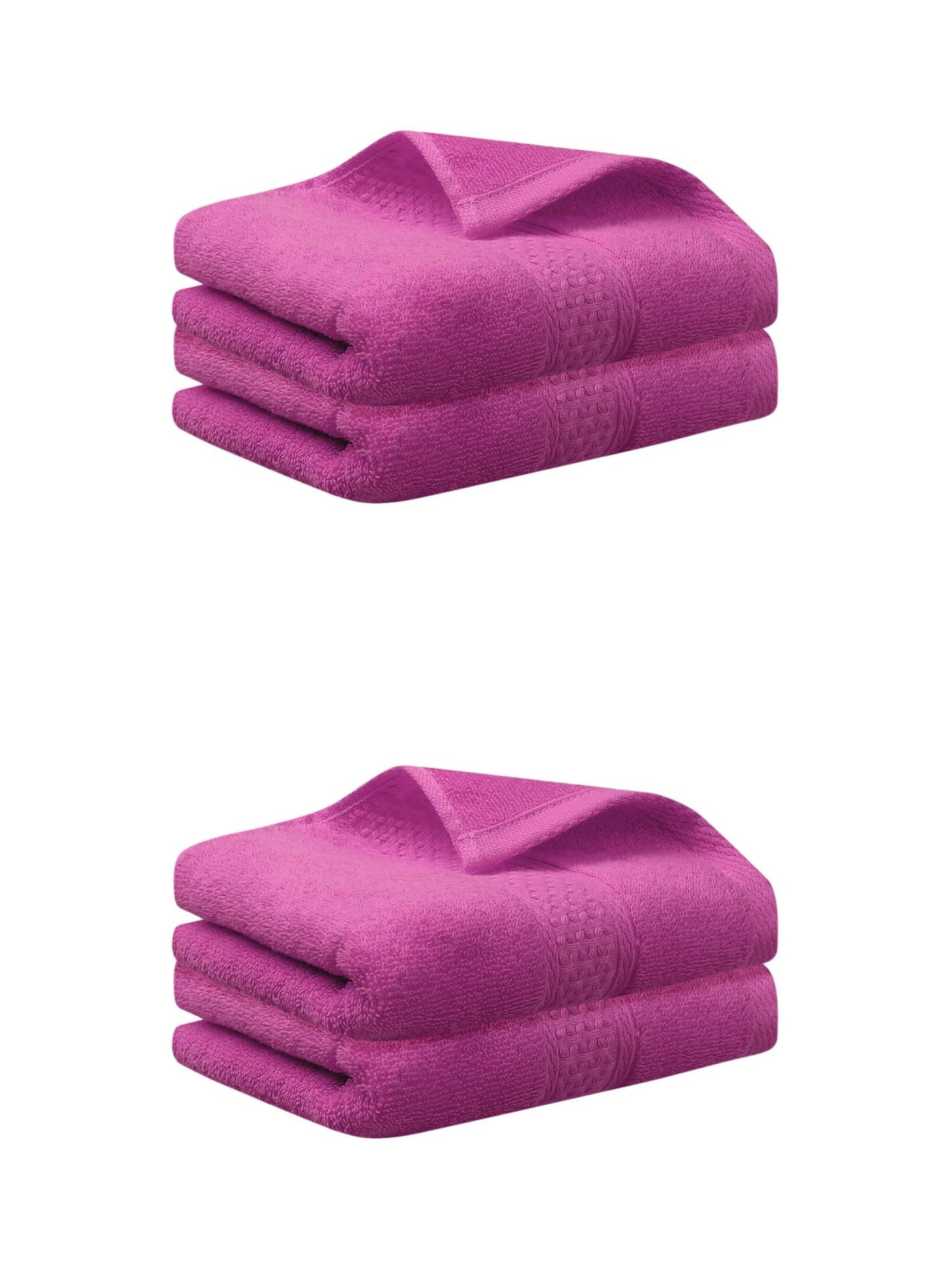 Unique Bargains 4 Pcs Cotton Textured Hand Towels Set Dark Pink 13"x30"