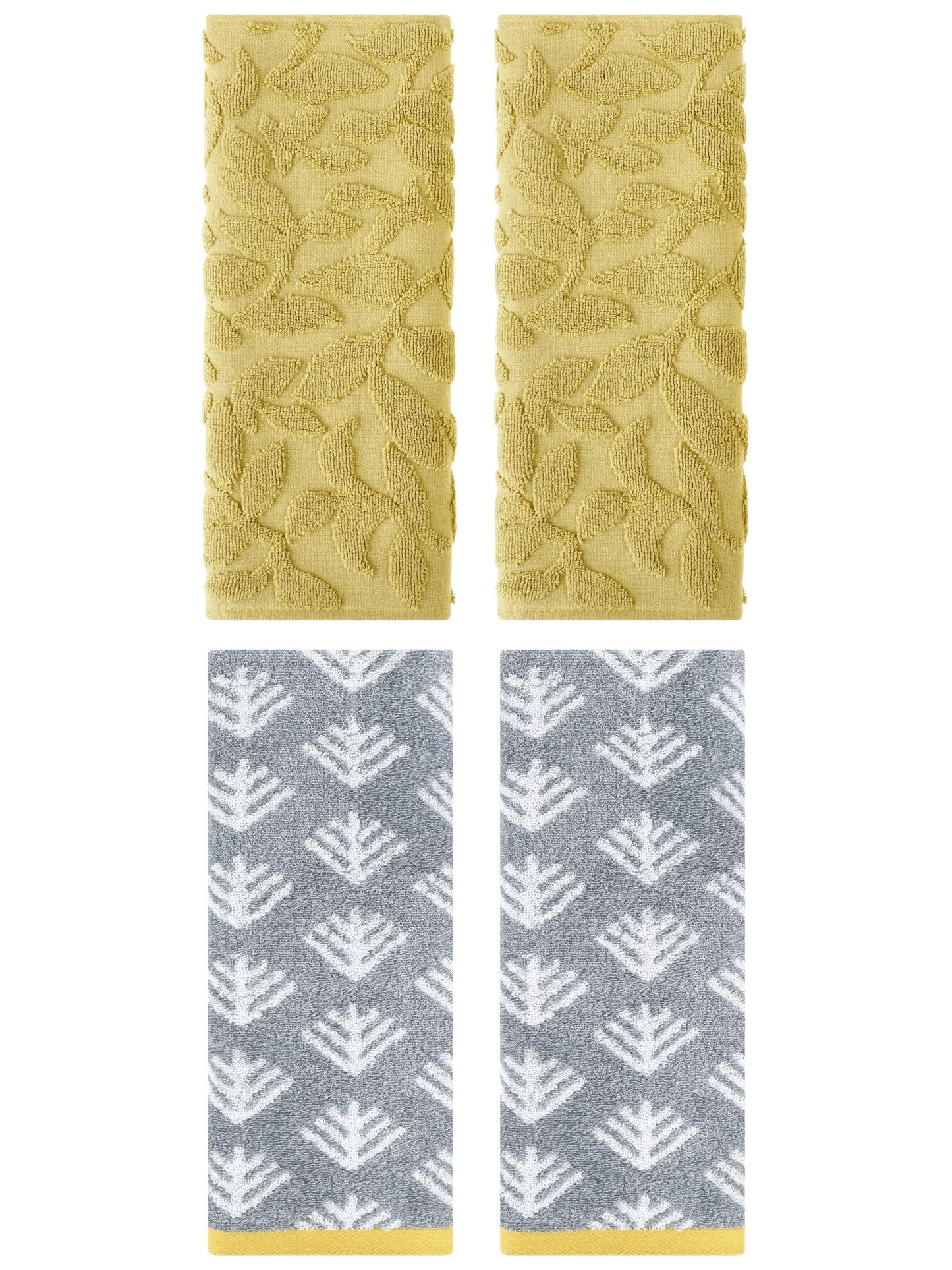 Unique Bargains 4 Pcs Cute Pattern Cotton Soft Towels 14 x 30 Inch Dark Grey/Yellow