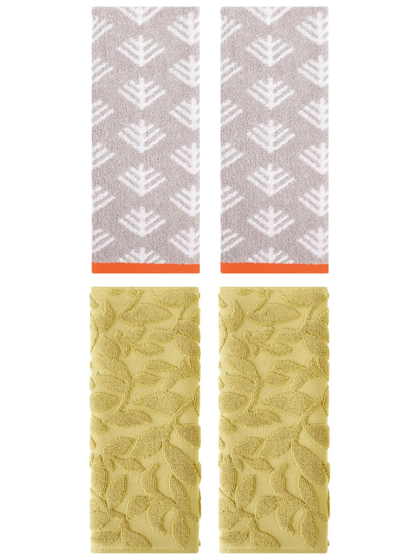 Unique Bargains 4 Pcs Cute Pattern Cotton Soft Towels 14 x 30 Inch Light Grey/Yellow