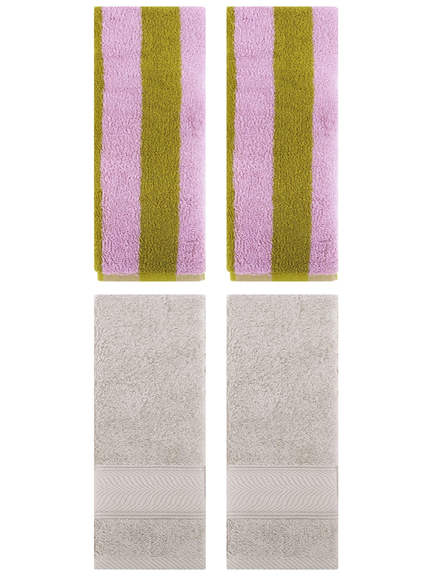 Unique Bargains 4 Pcs Hand Towel 14" x 30" Pink Brown/Light Brown