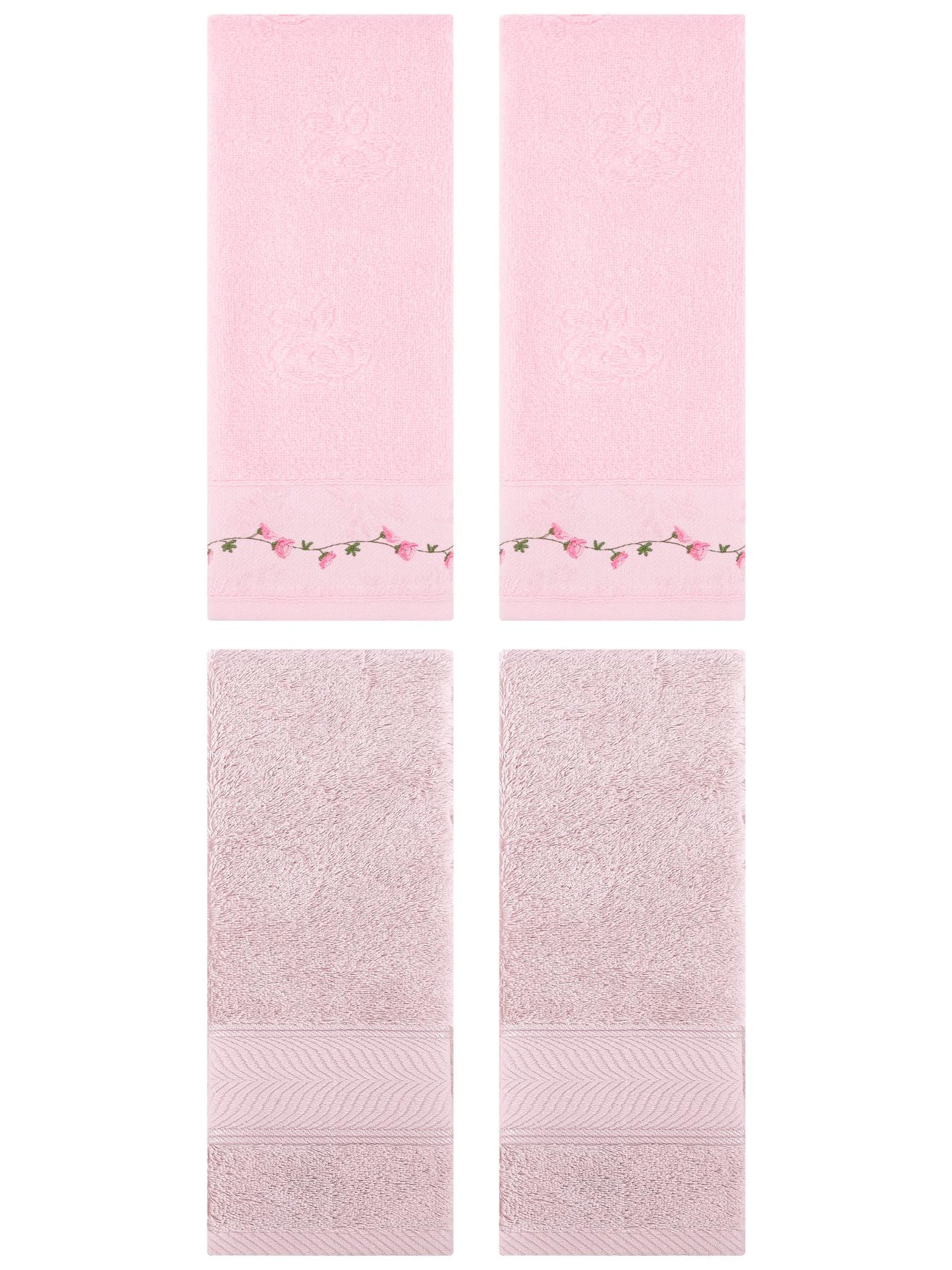 Unique Bargains 4 Pcs Hand Towel Light Pink/Pink 14" x 30"/13" x 29"