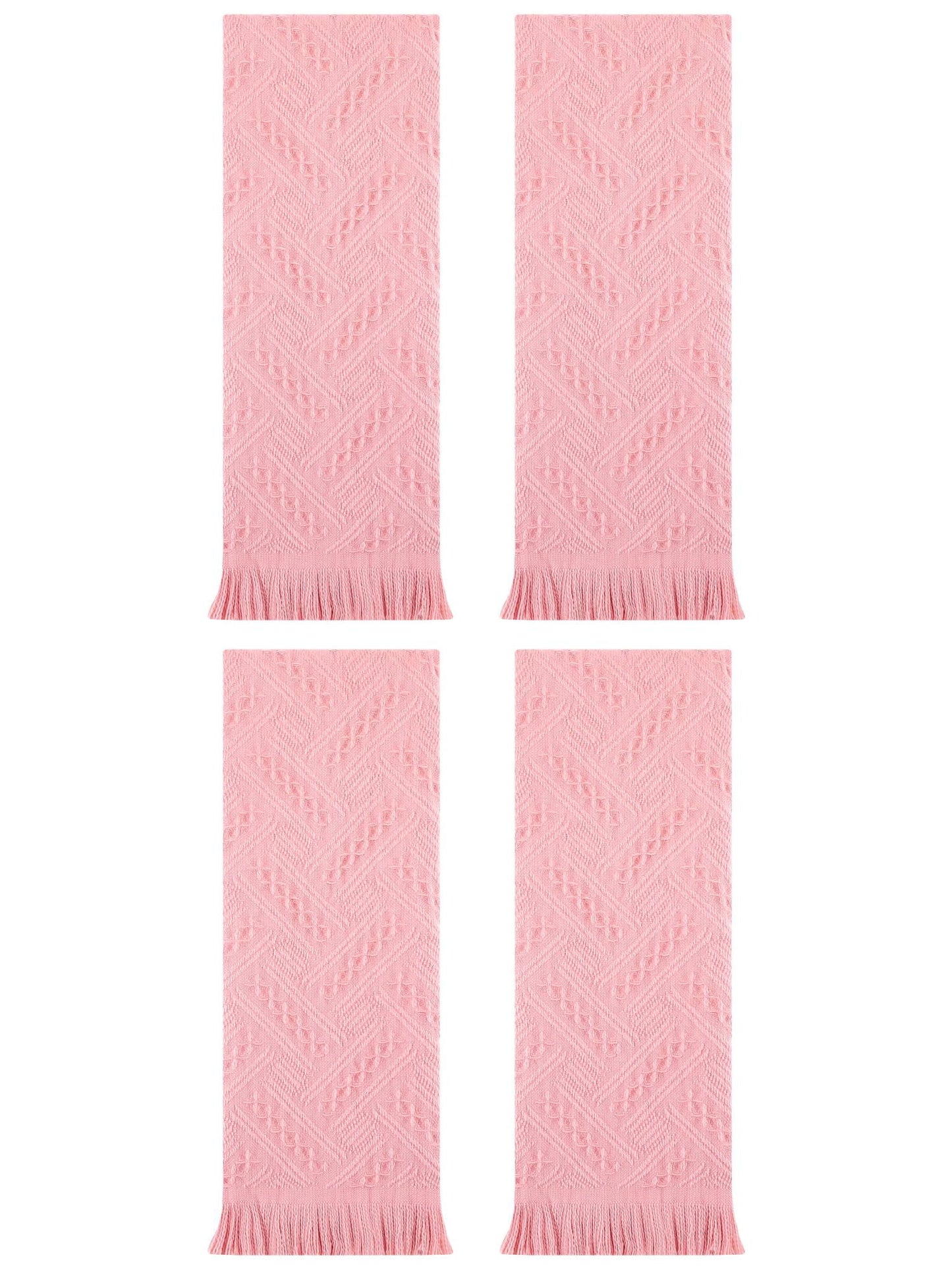 Unique Bargains 4 Pcs Jacquard Pattern Soft Hand Towel Set 13" x 29" Pink