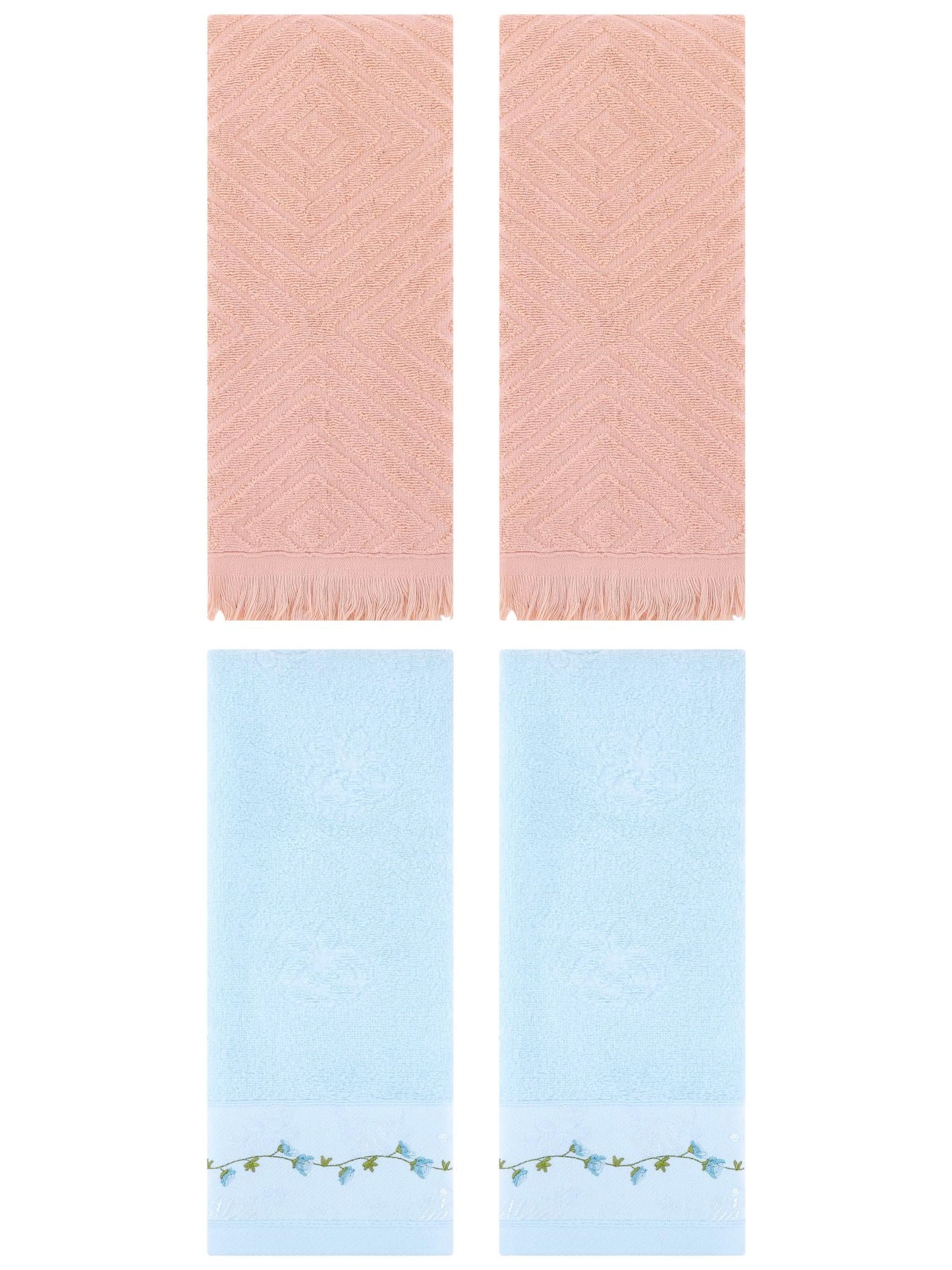 Unique Bargains 4 Pcs Soft Absorbent Hand Towels 13" x 29" Blue/Orange