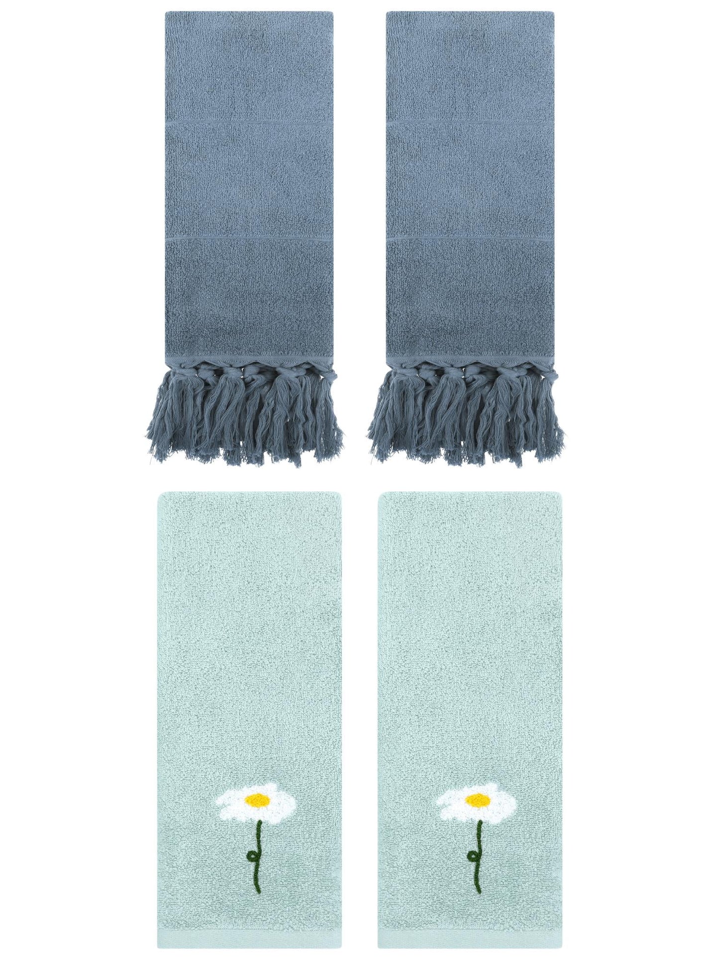 Unique Bargains 4 Pcs Soft Bath Towel Set Blue 14" x 30"/13" x 30"