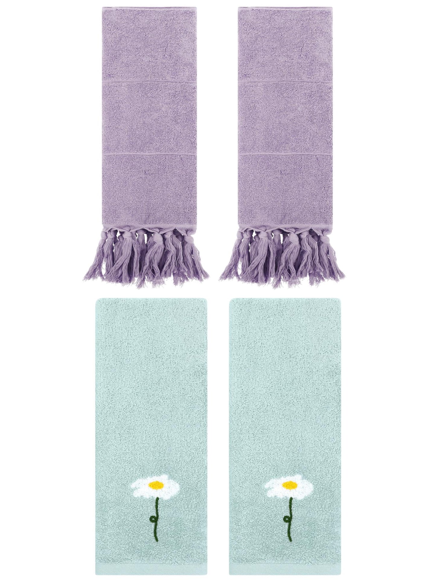 Unique Bargains 4 Pcs Soft Bath Towel Set Purple/Blue 14" x 30"/13" x 30"