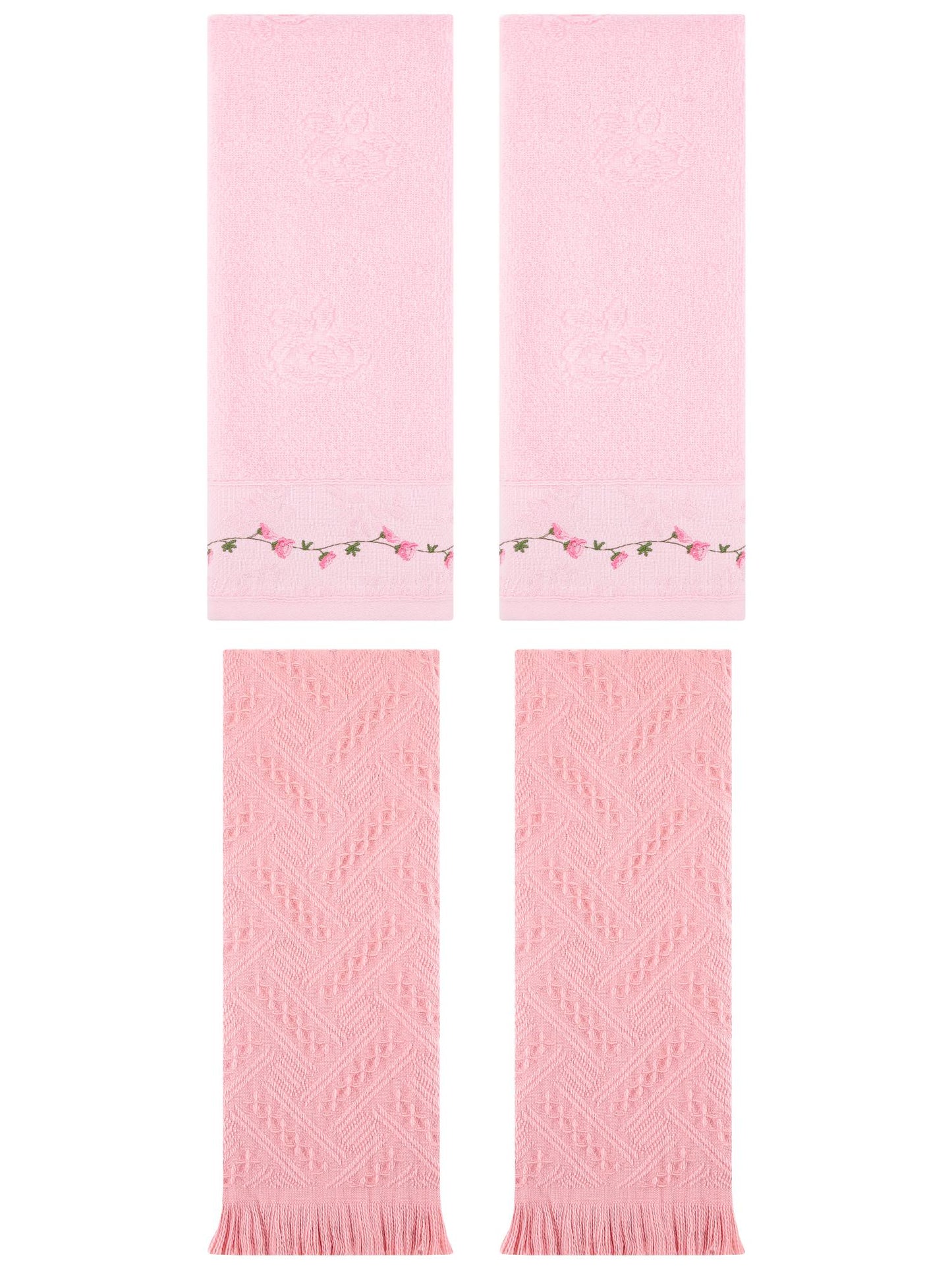 Unique Bargains 4 Pcs Soft Bathroom Hand Towels 13" x 29" Pink