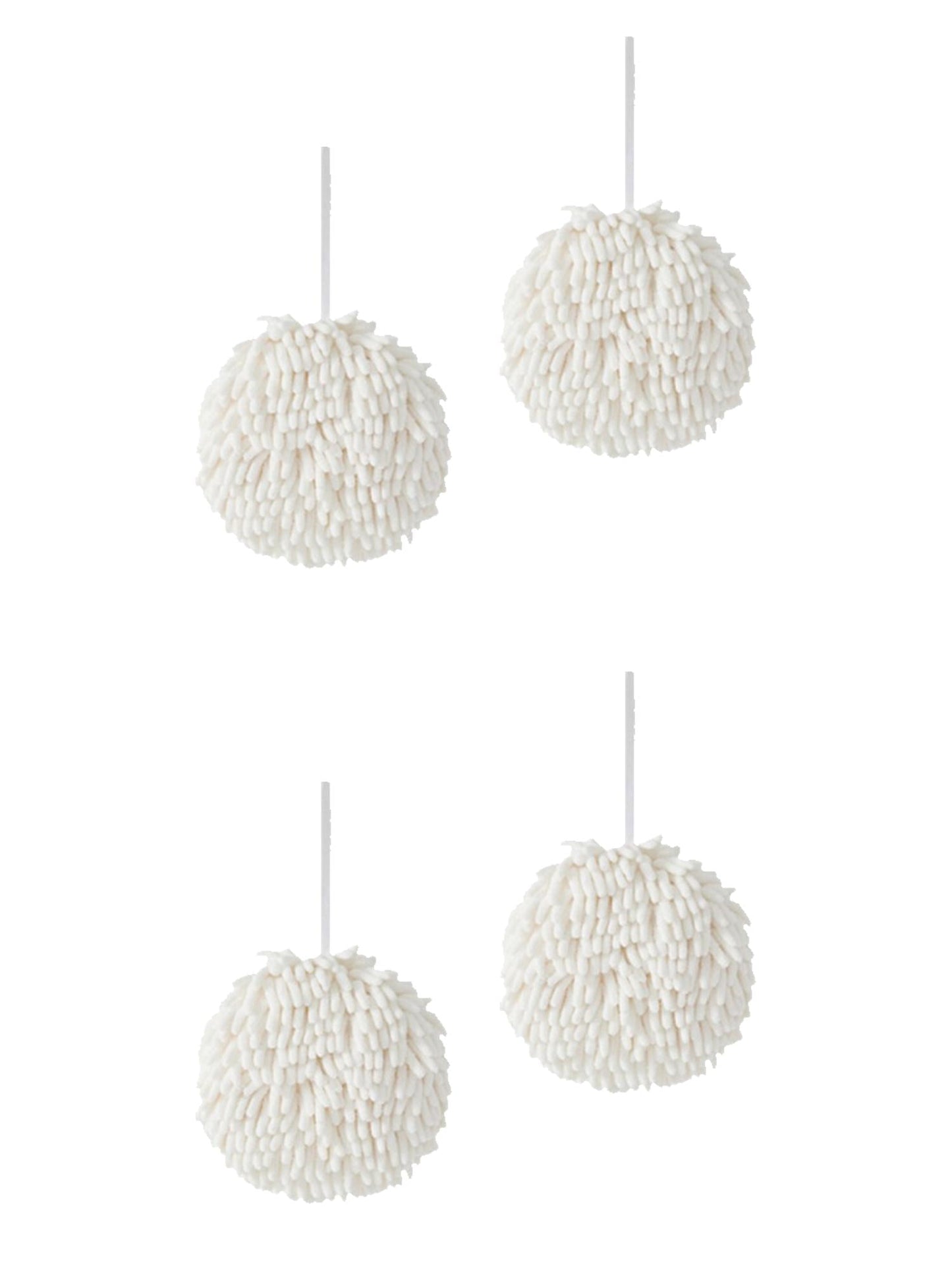 Unique Bargains 4 Pcs Soft Chenille Ball Hand Towels White 6" x 6"