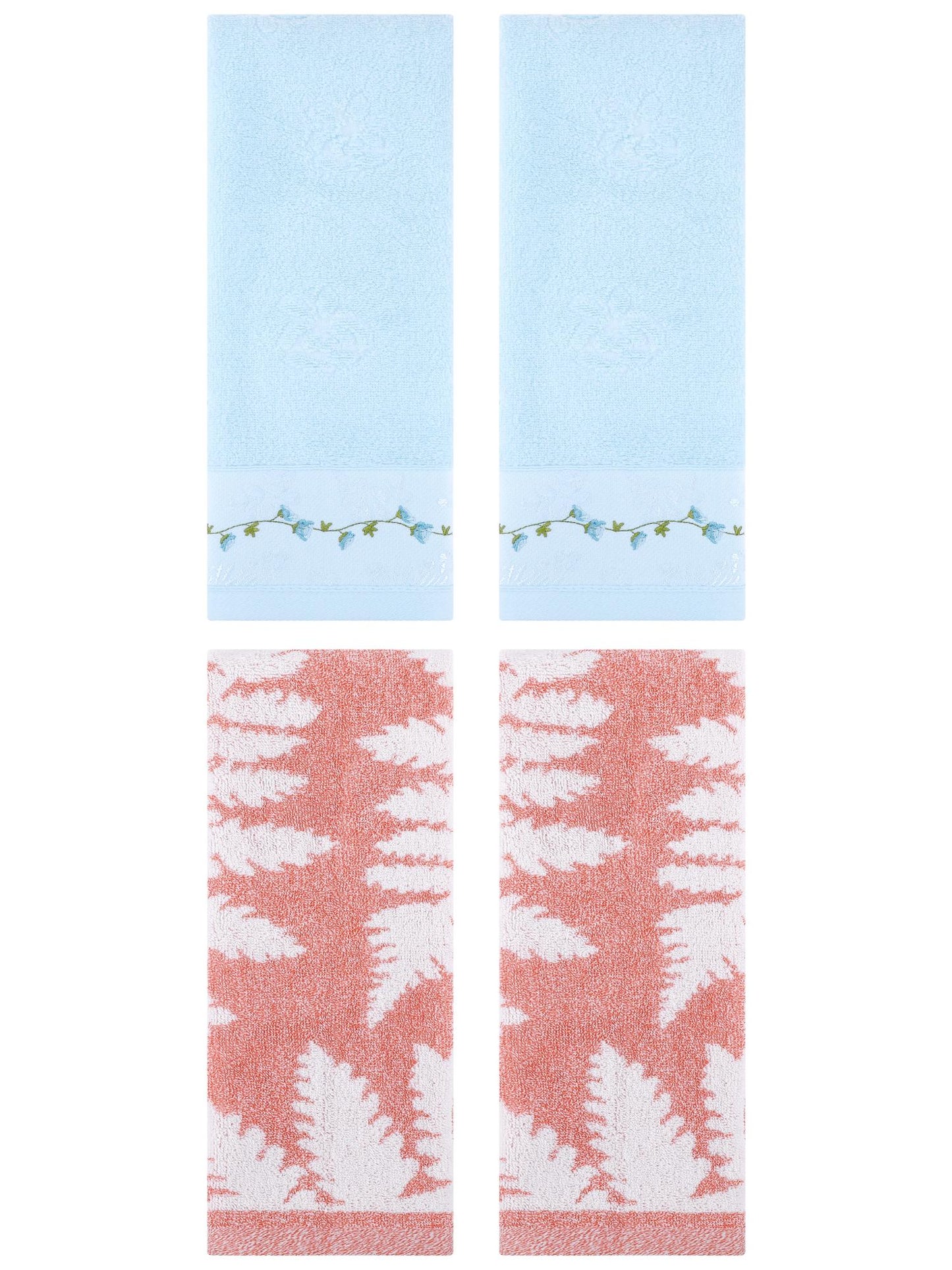 Unique Bargains 4 Pcs Soft Decorative Hand Towels 13 x 29 Inch Pink/Blue