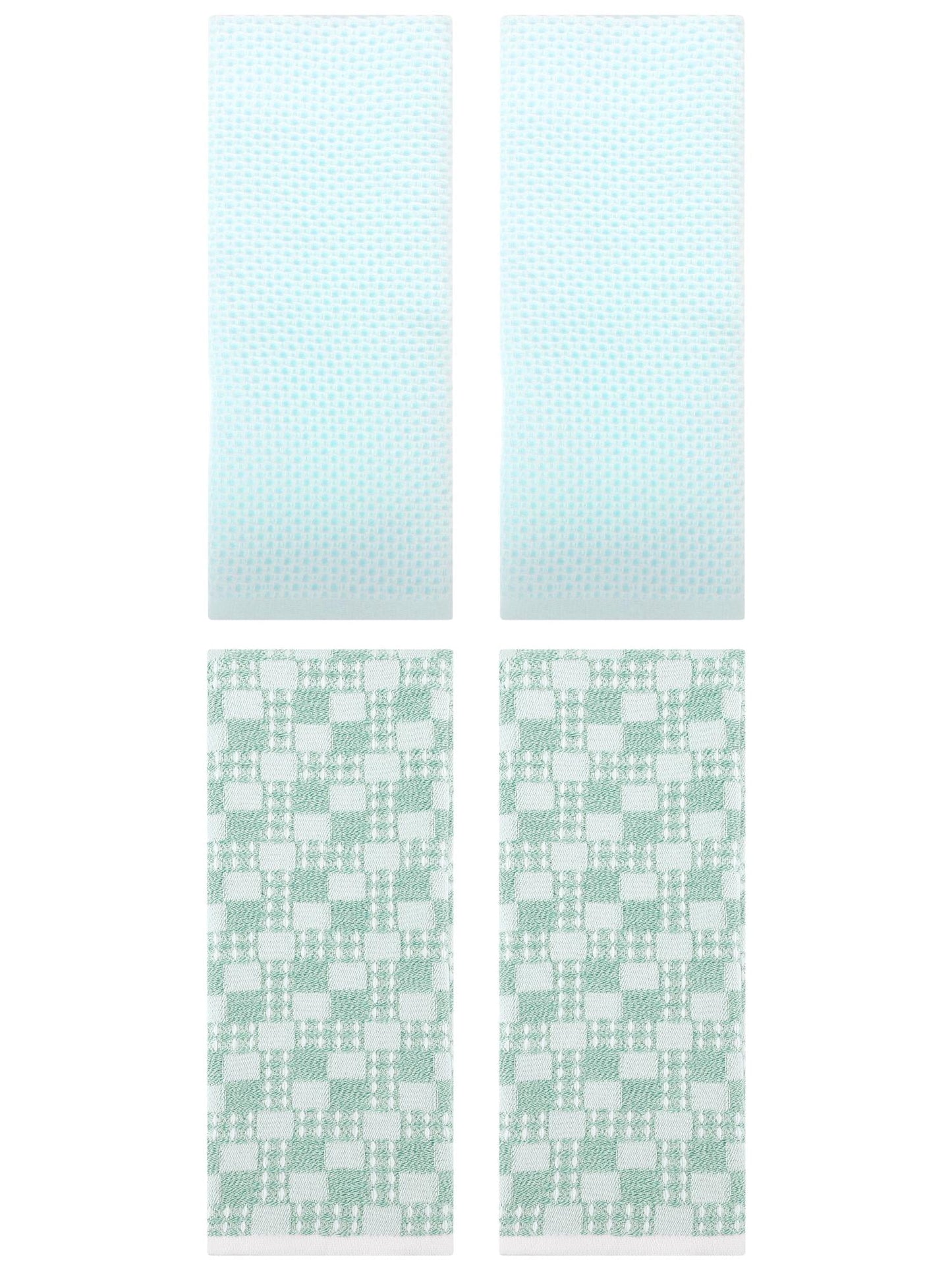 Unique Bargains 4 Pcs Soft Waffle Design Hand Towel Light Cyan/Green 13" x 30"/13" x 28"