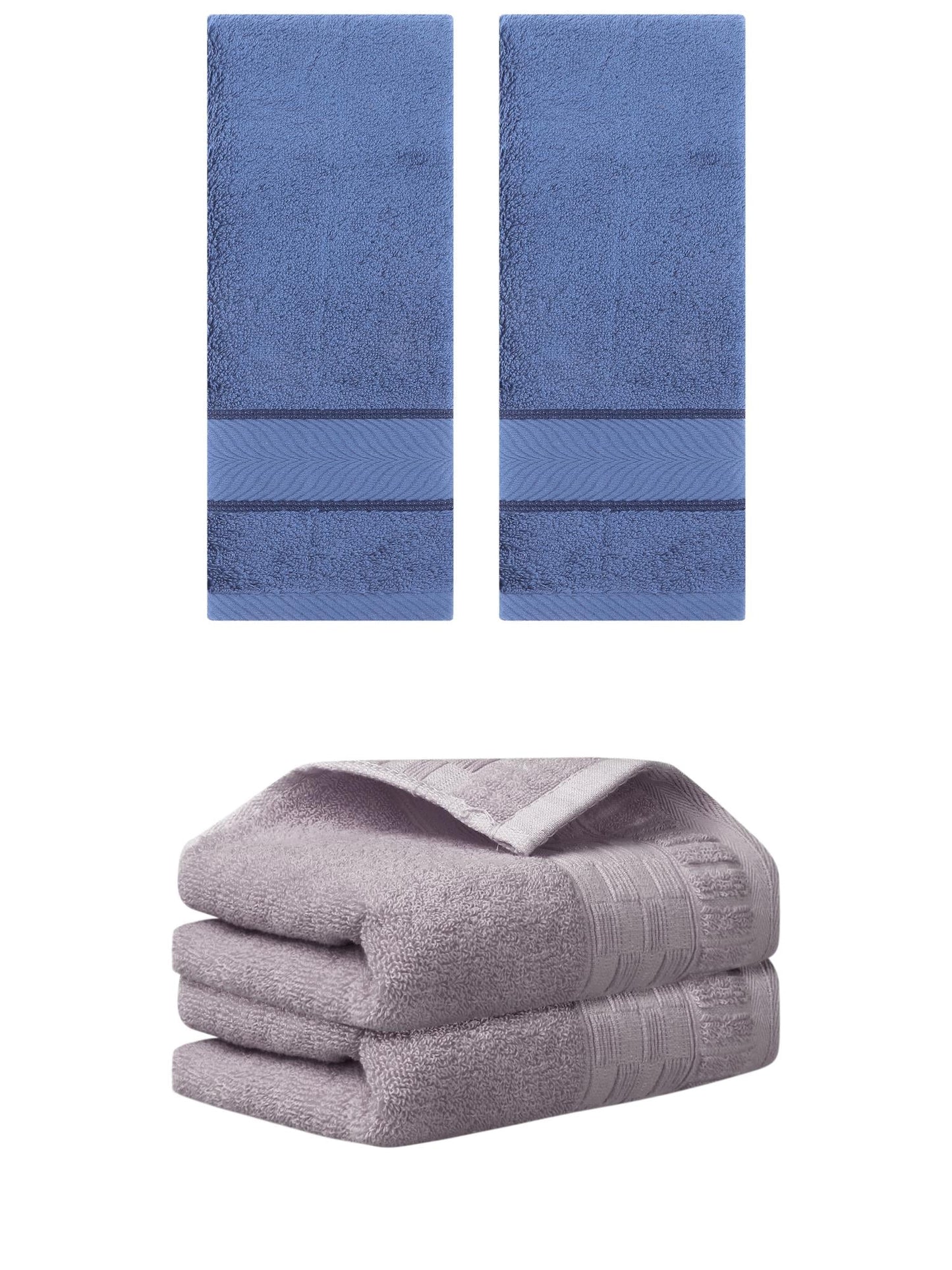 Unique Bargains 4 Pcs Solid Hand Towel 14" x 30" Purple/Light Blue