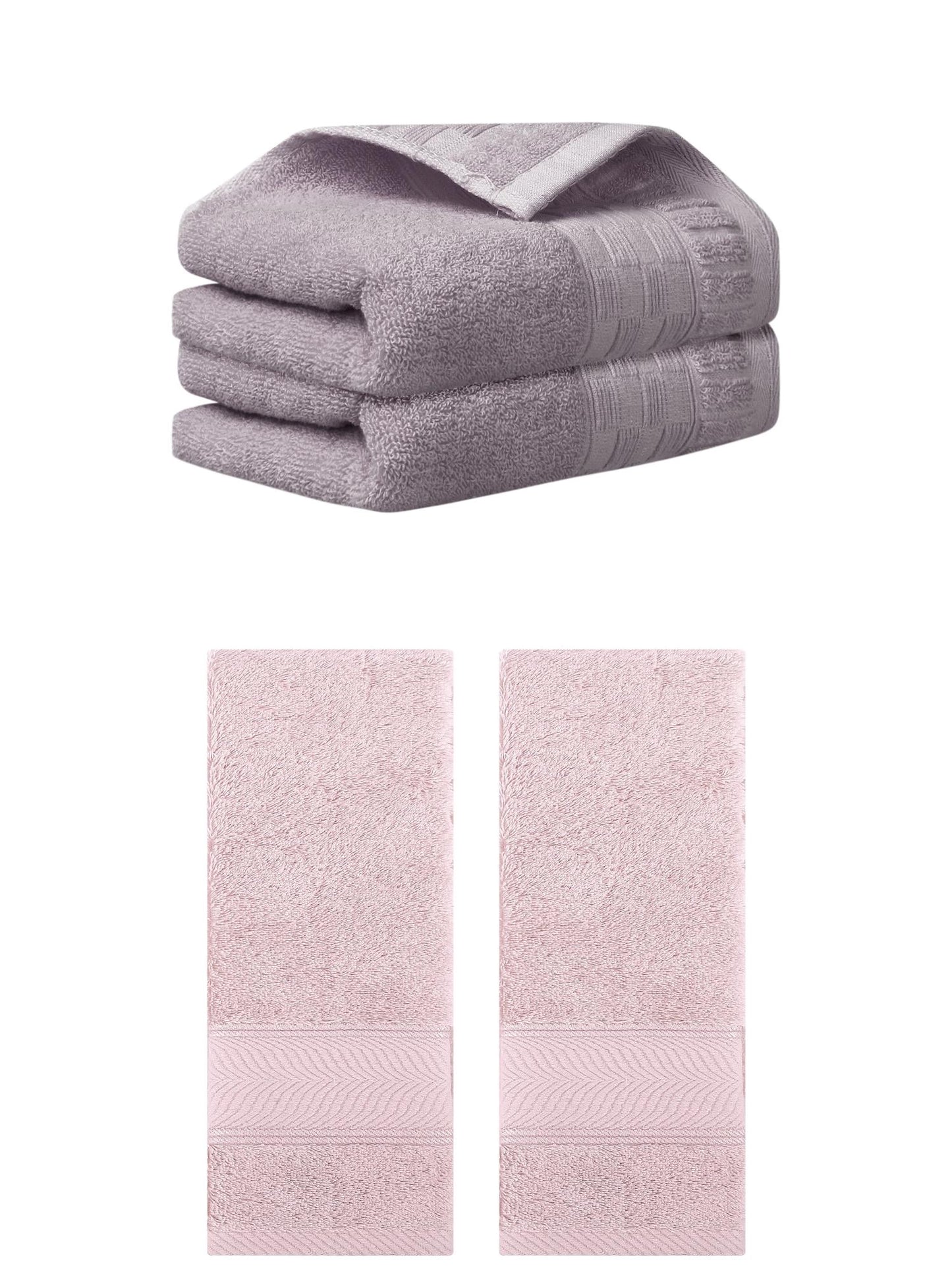 Unique Bargains 4 Pcs Solid Hand Towel 14" x 30" Purple/Light Pink