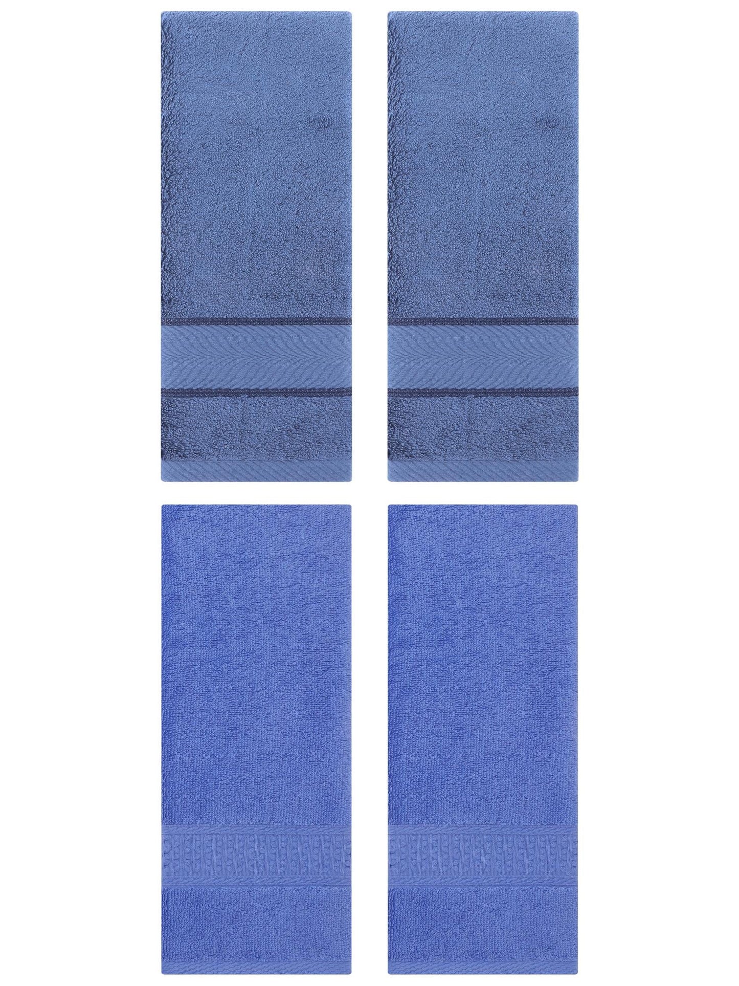 Unique Bargains 4 Pcs Solid Soft Hand Towel Blue/Light Blue 13" x 30"/14" x 30"