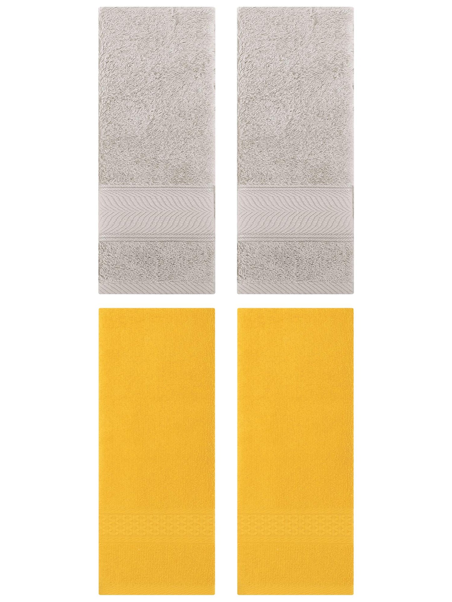 Unique Bargains 4 Pcs Solid Soft Hand Towel Yellow/Light Brown 13" x 30"/14" x 30"