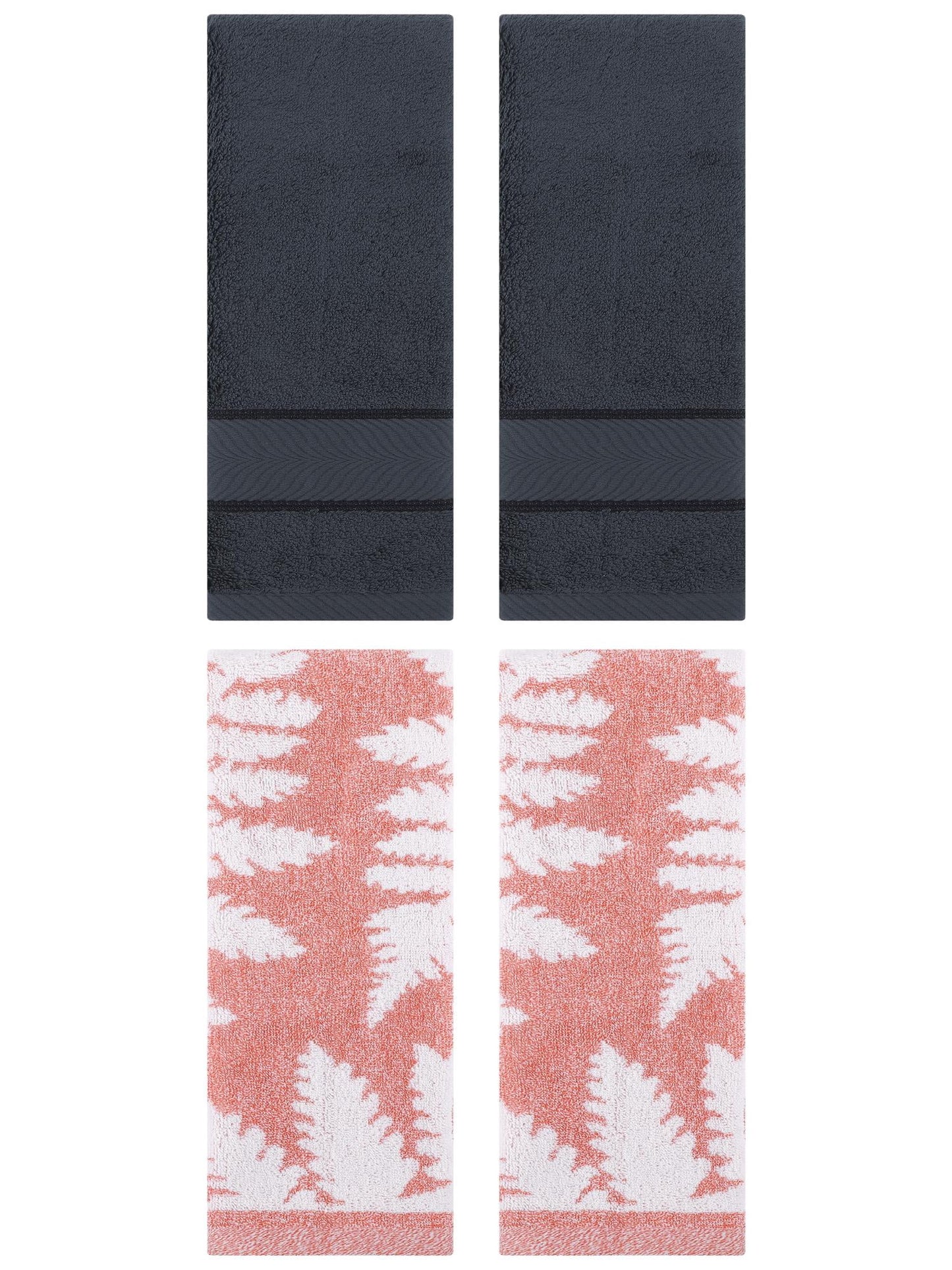 Unique Bargains 4 Pcs Striped Cotton Soft Hand Dark Grey/Pink 14" x 30"/13" x 29"