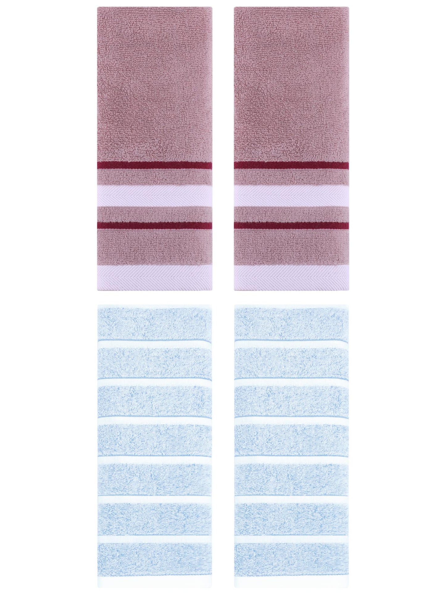 Unique Bargains 4 Pcs Striped Hand Towel 13 x 29 Inch Blue/Purple